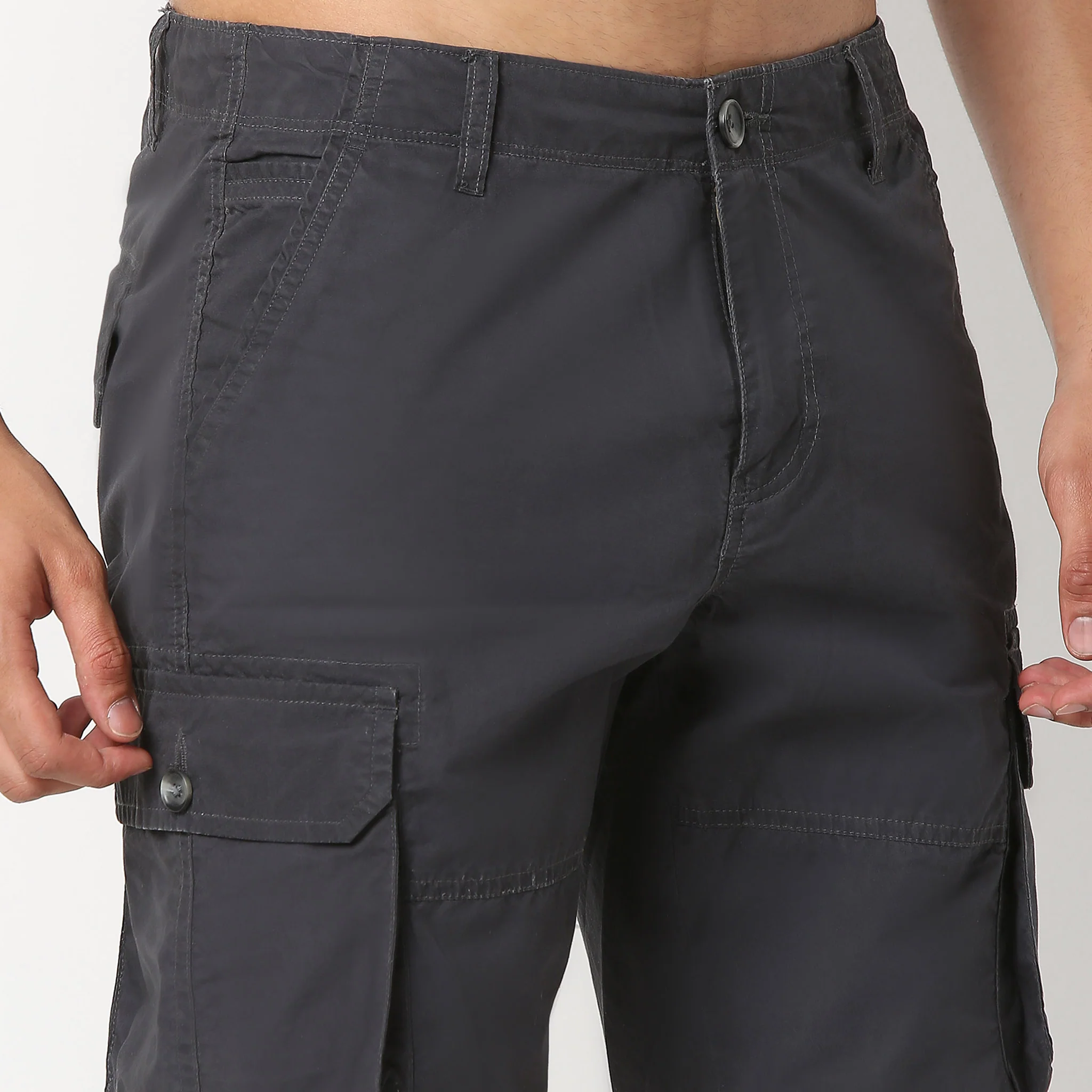 Cotton Heavy Duty Regular Fit Shorts With Stitch Details - Image 9