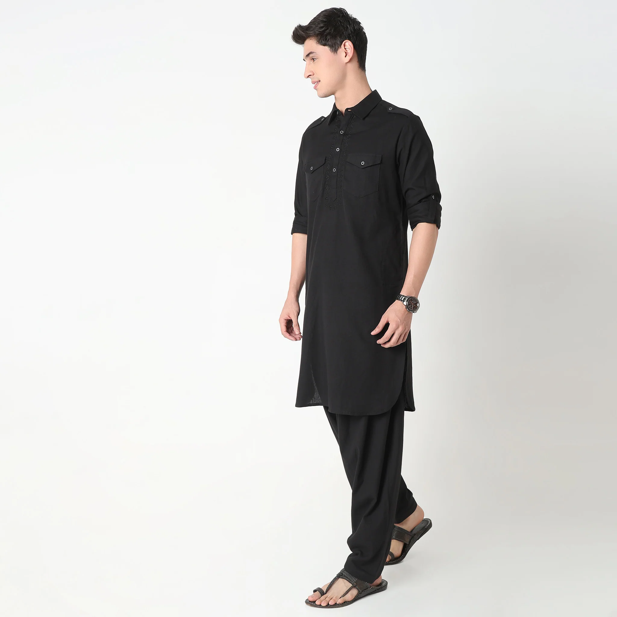 Regular Fit Solid Kurta With Patiyala Set