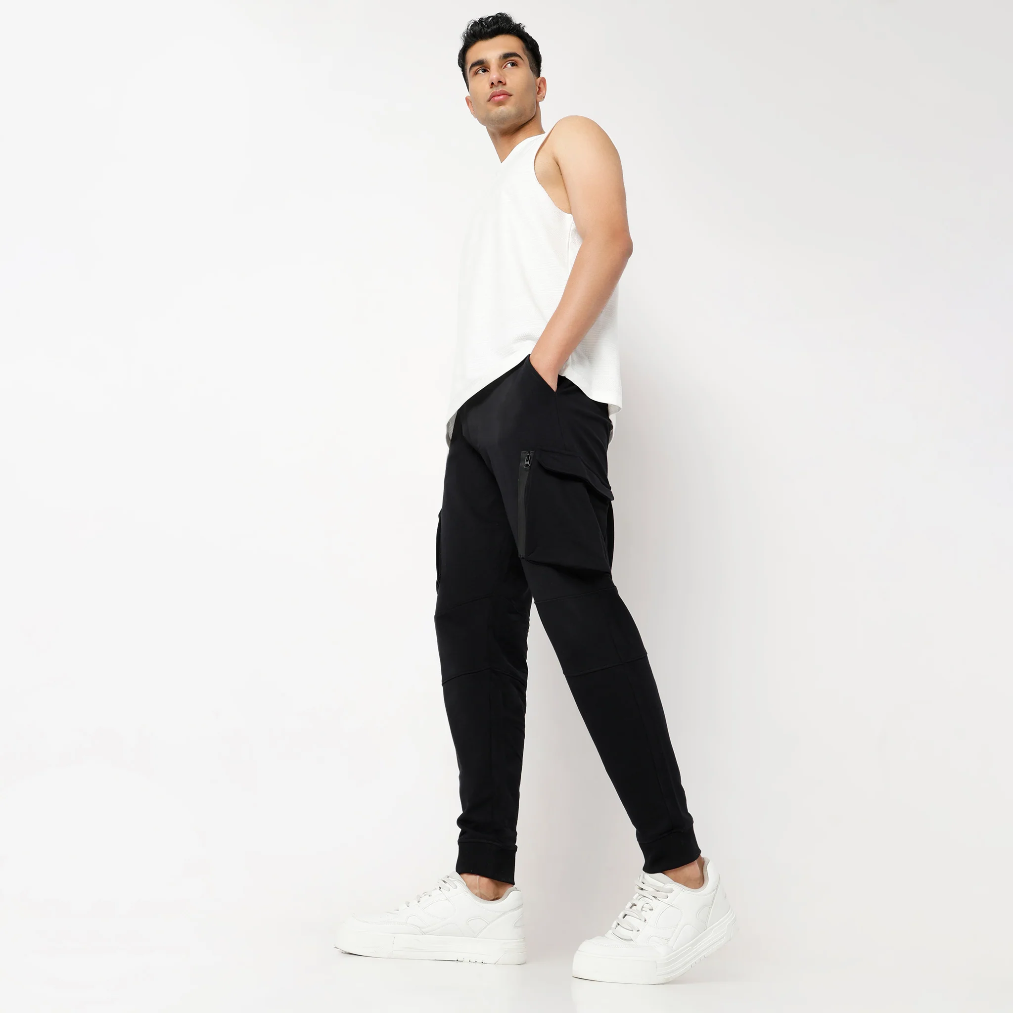 Solid Mid Rise Moto Joggers