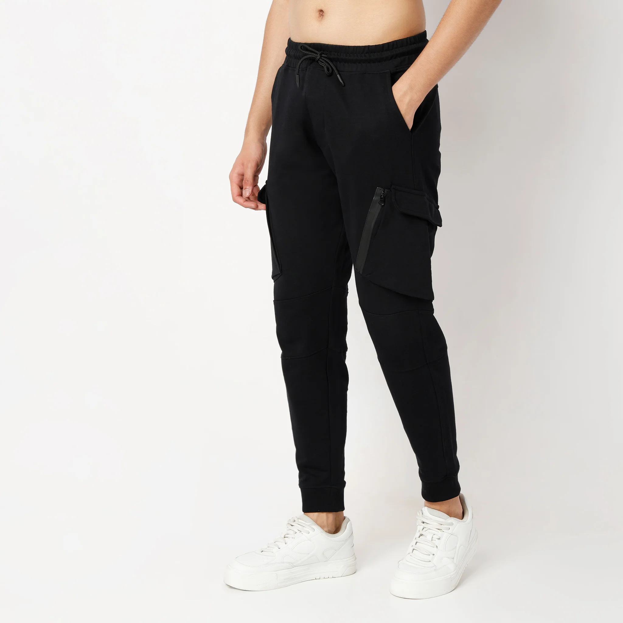 Solid Mid Rise Moto Joggers - Image 5