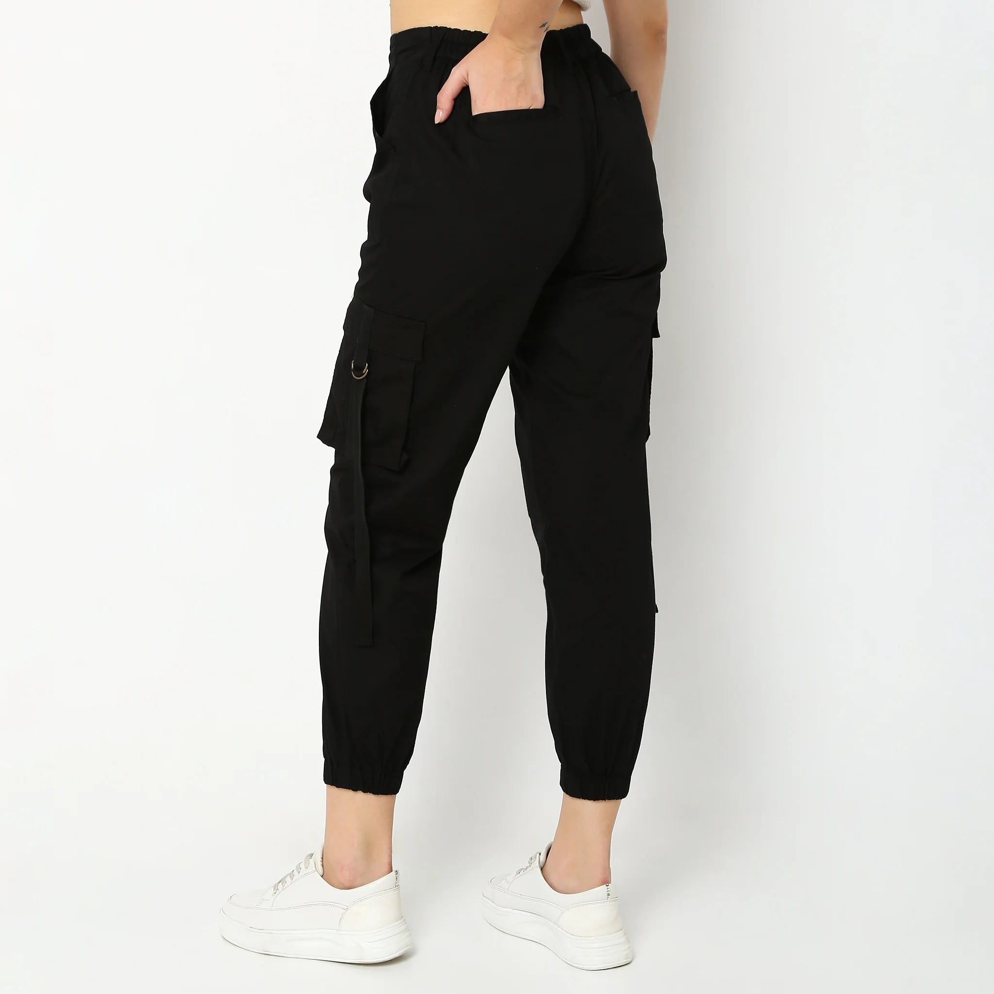 Regular Fit Solid Mid Rise Joggers - Image 3