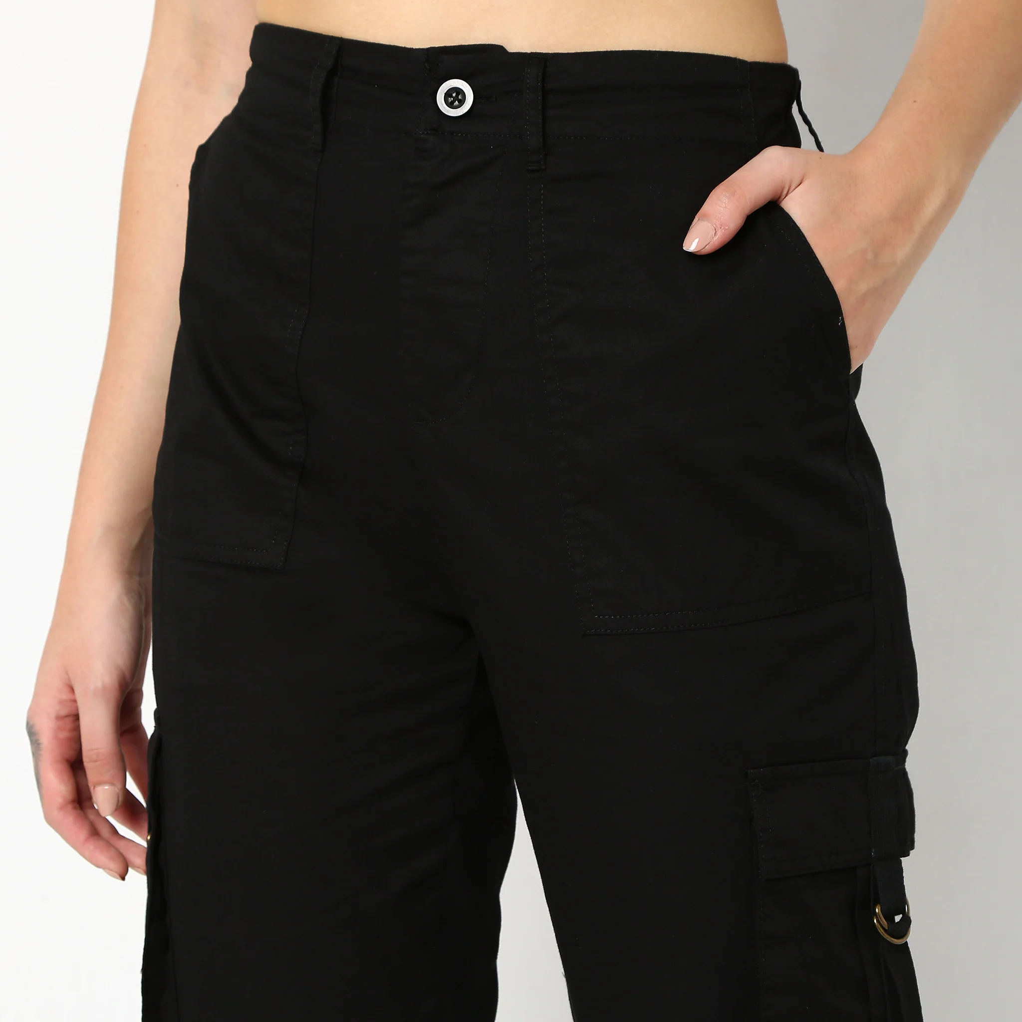 Regular Fit Solid Mid Rise Joggers - Image 4