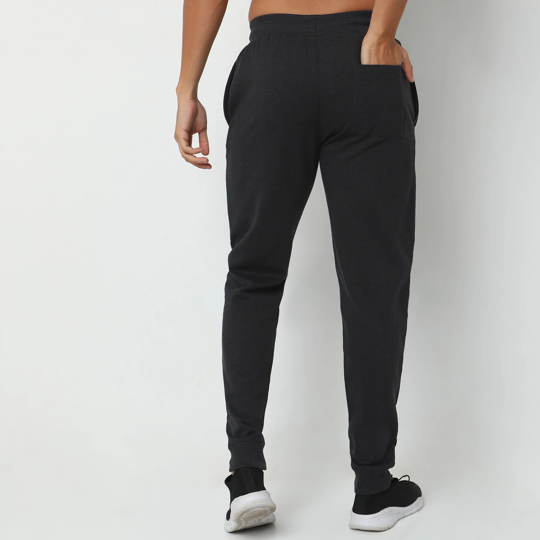 Regular Fit Solid Mid Rise Joggers - Image 3