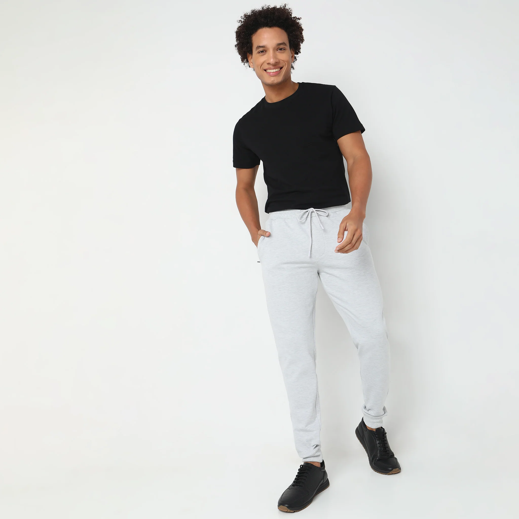 Regular Fit Solid Mid Rise Joggers - Image 6