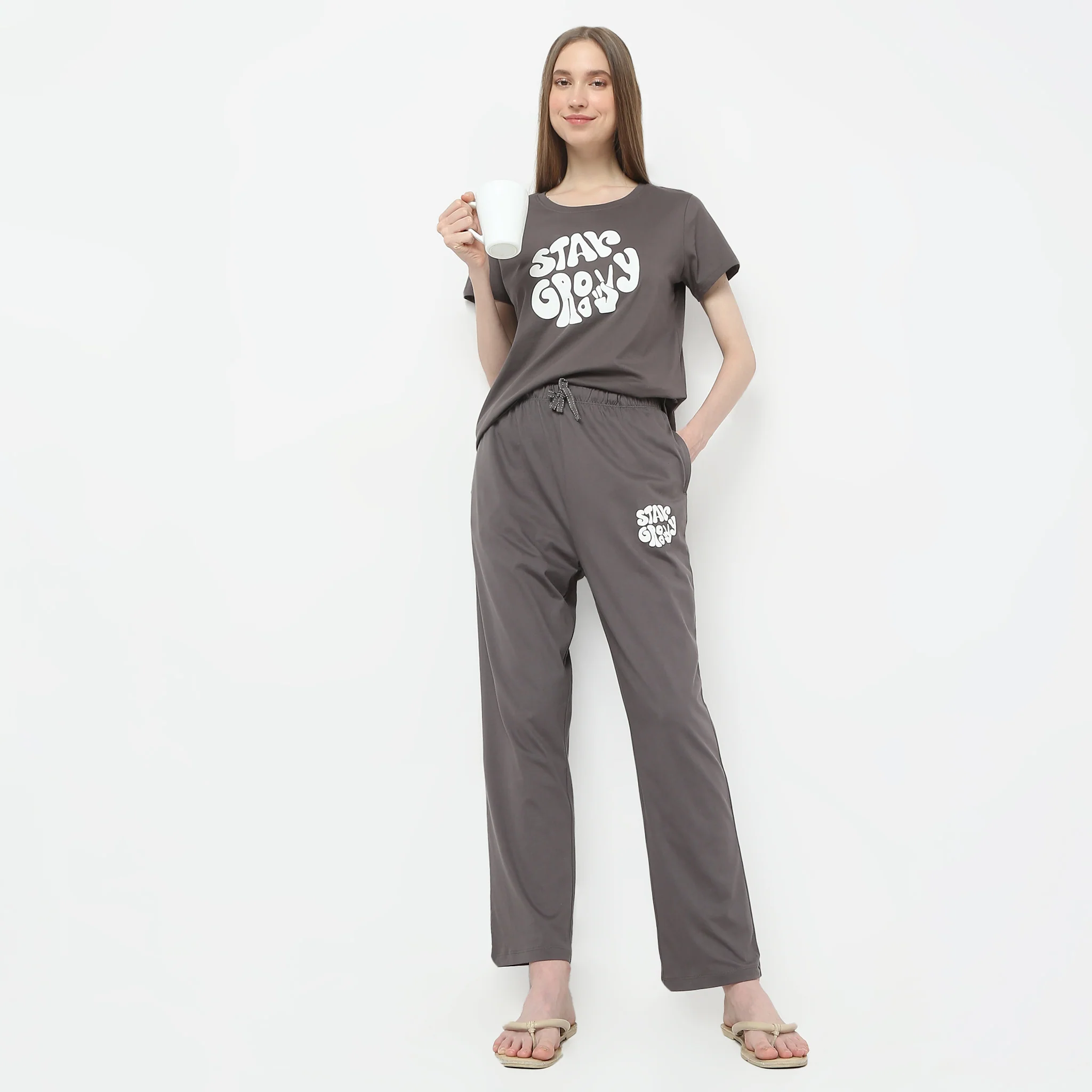 Solid Full Length Core Pyjama Mid Rise Lounge Pyjamas