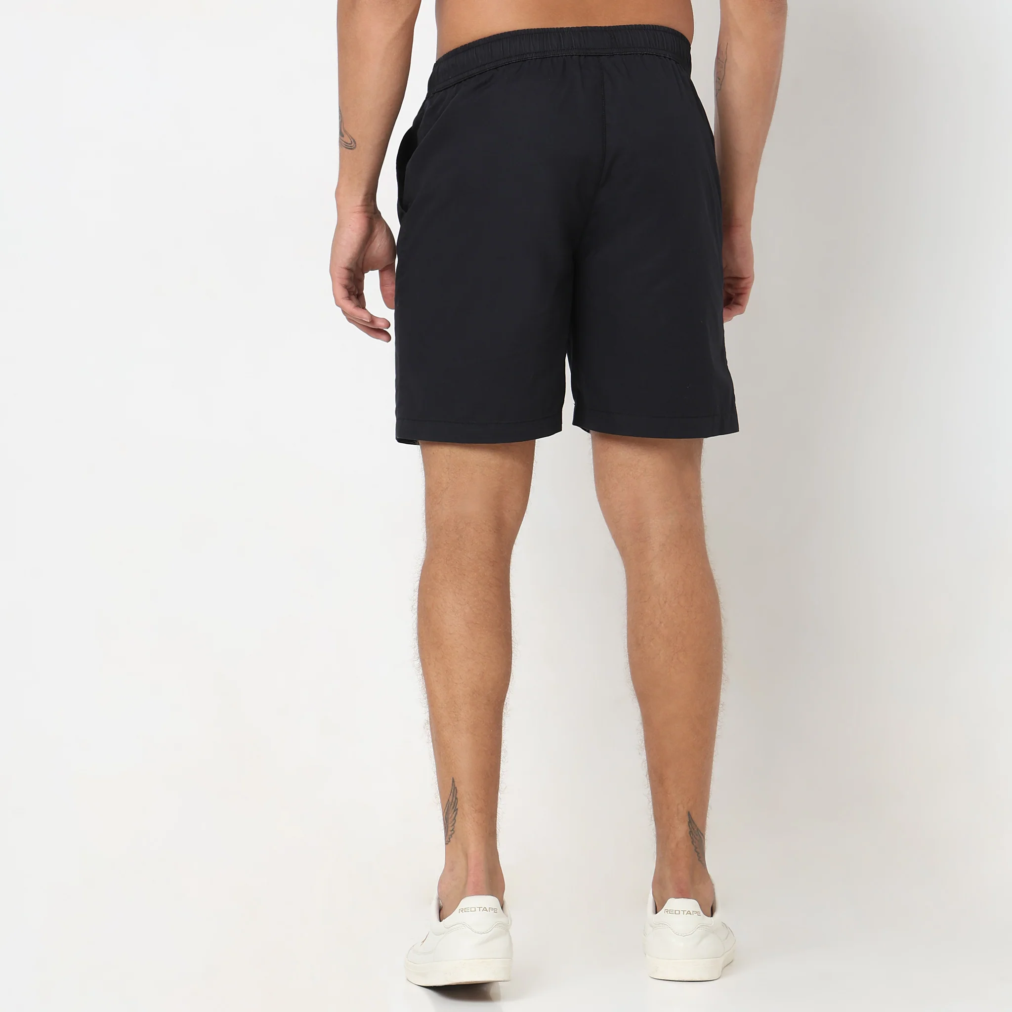Regular Fit Solid Mid Rise Shorts - Image 3