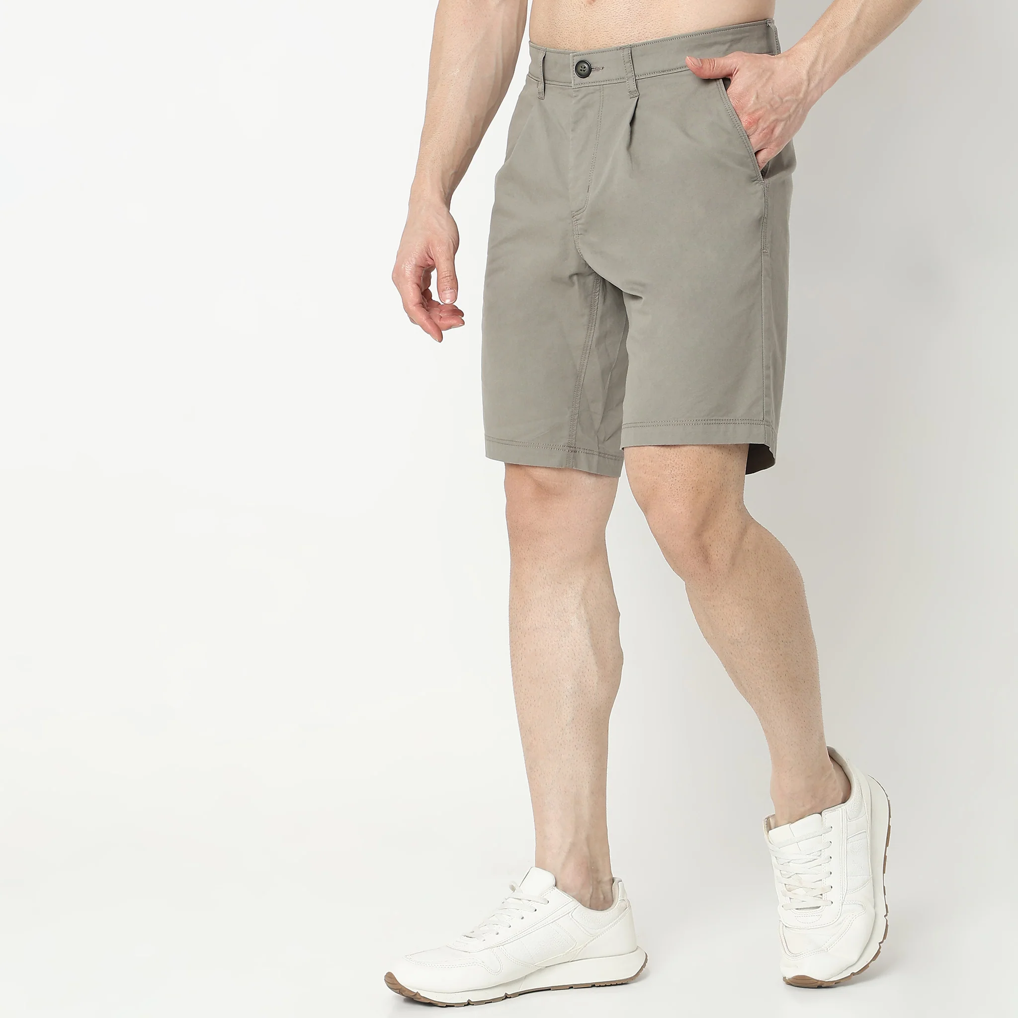 Regular Fit Solid Mid Rise Shorts - Image 20