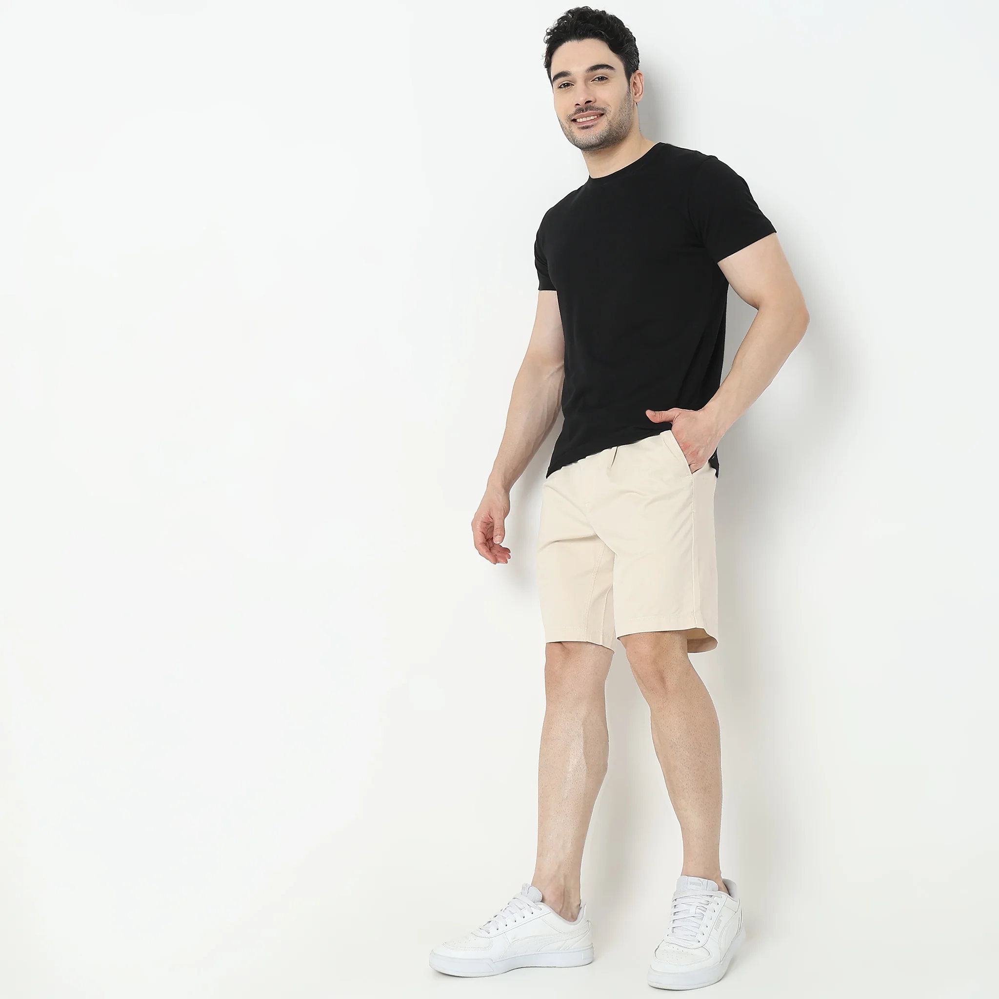 Regular Fit Solid Mid Rise Shorts - Image 21
