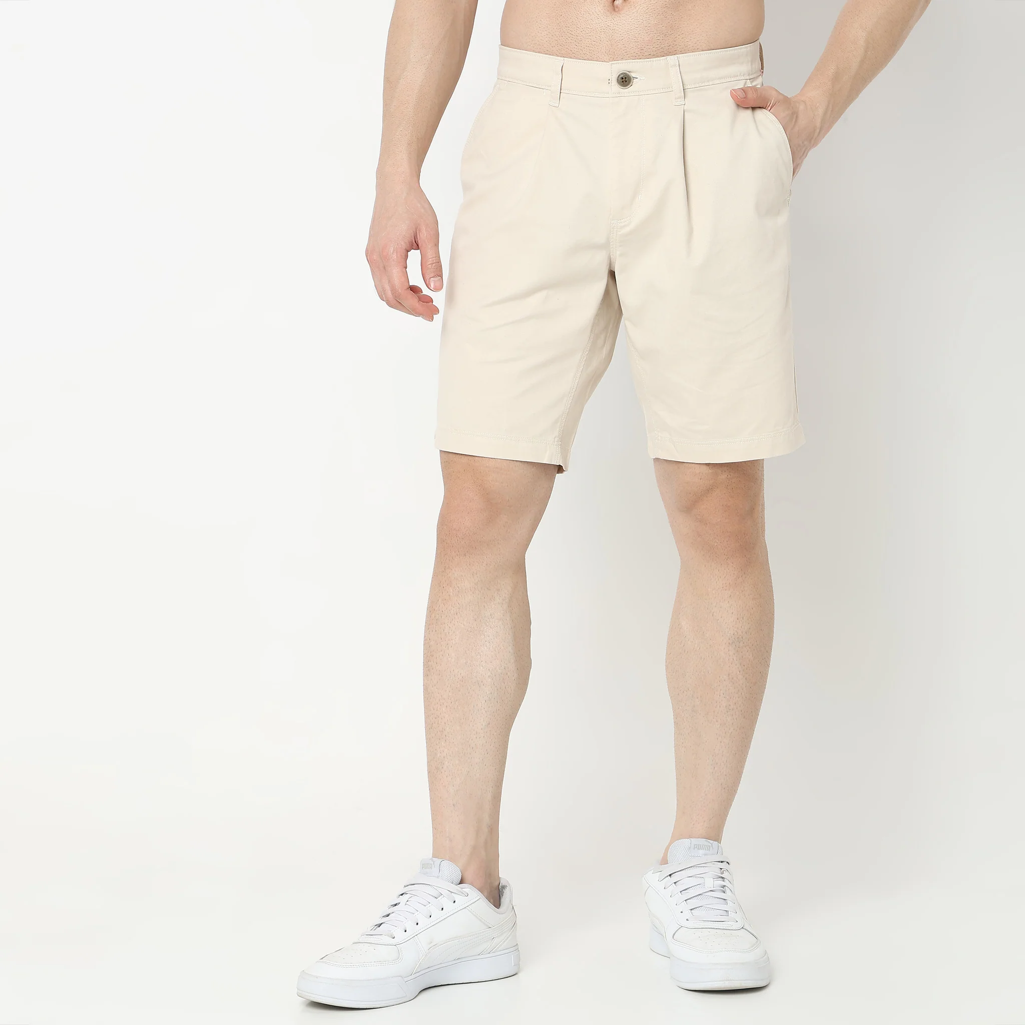 Regular Fit Solid Mid Rise Shorts - Image 22
