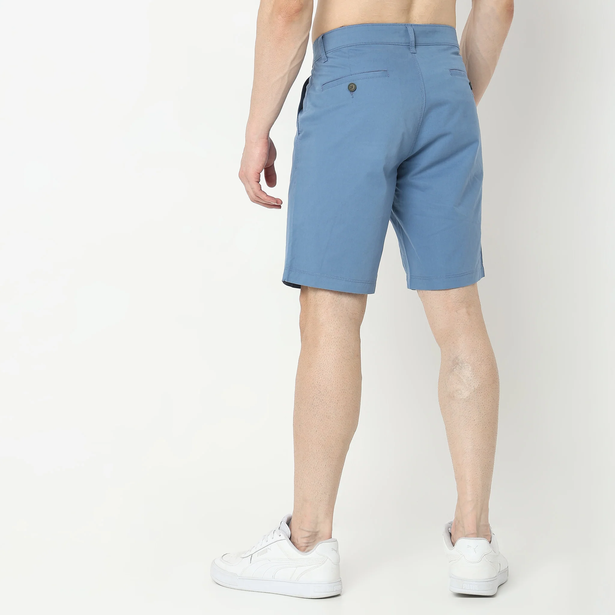 Regular Fit Solid Mid Rise Shorts - Image 3