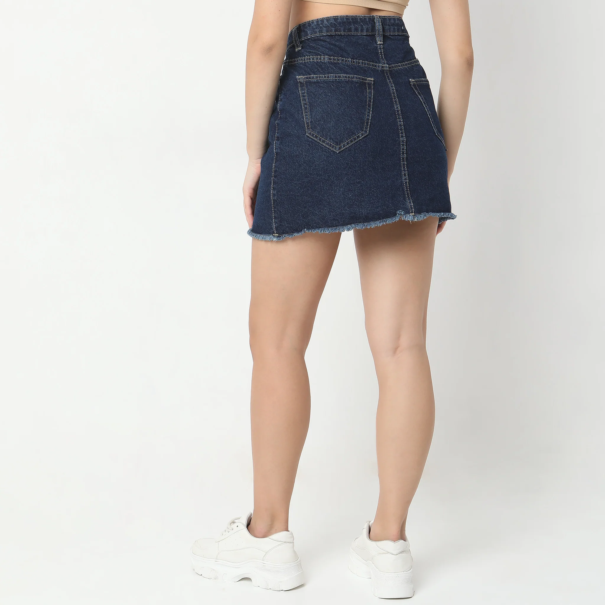 Regular Fit Solid Mid Rise Skirt - Image 8