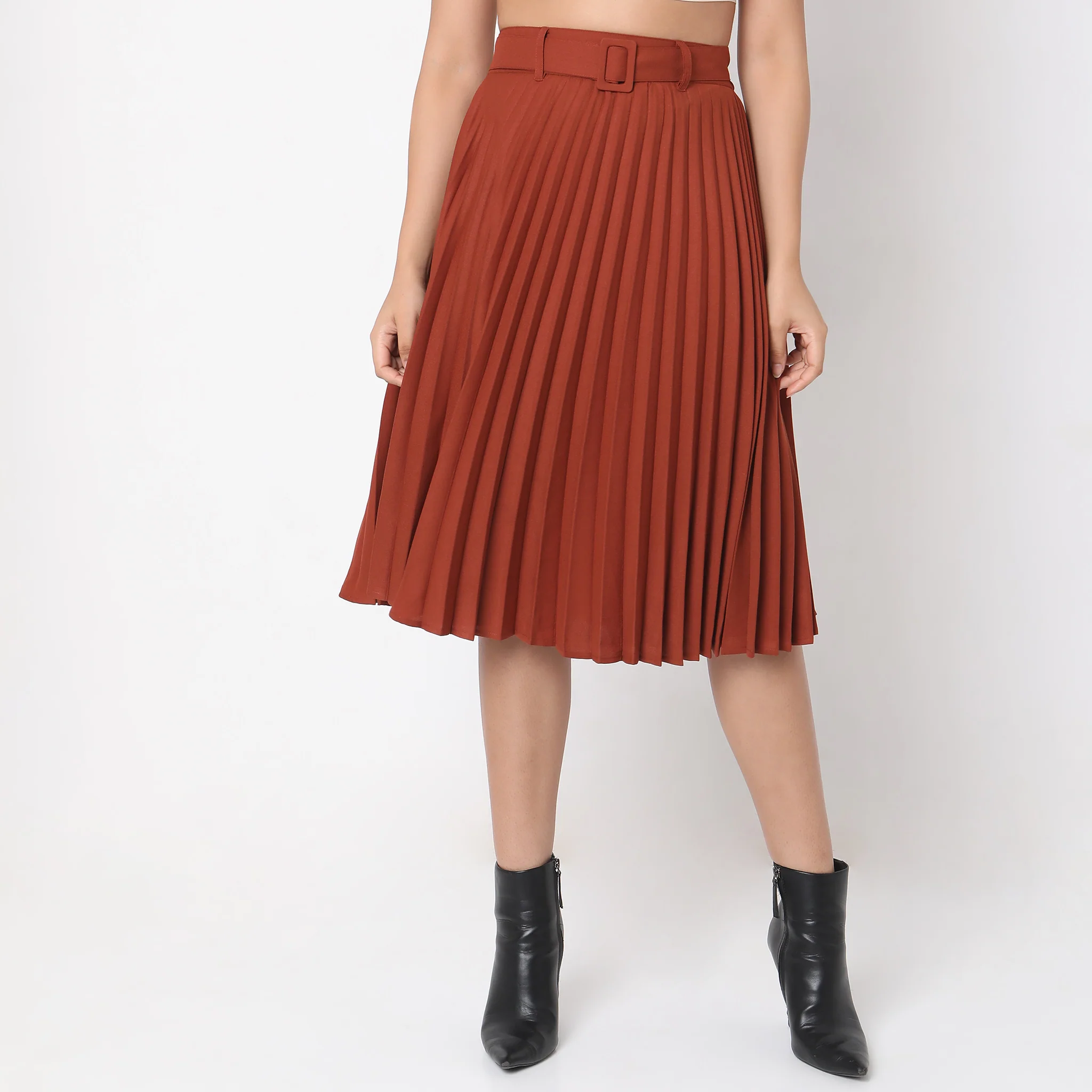Regular Fit Solid Mid Rise Skirt - Image 12