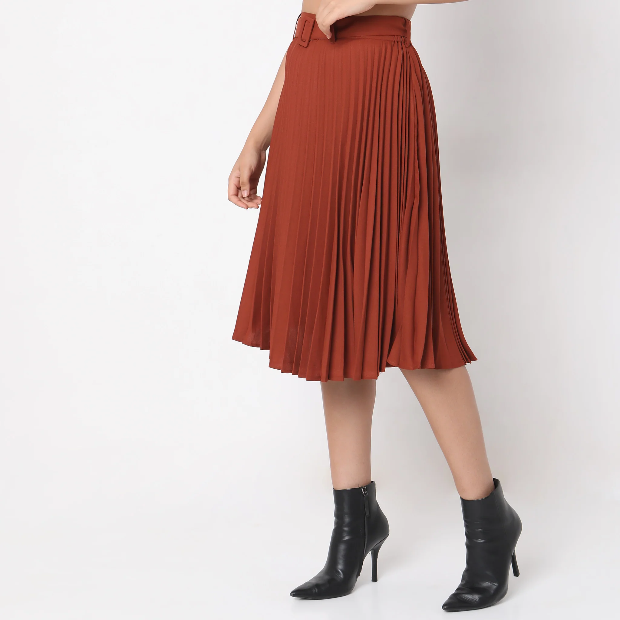 Regular Fit Solid Mid Rise Skirt - Image 15