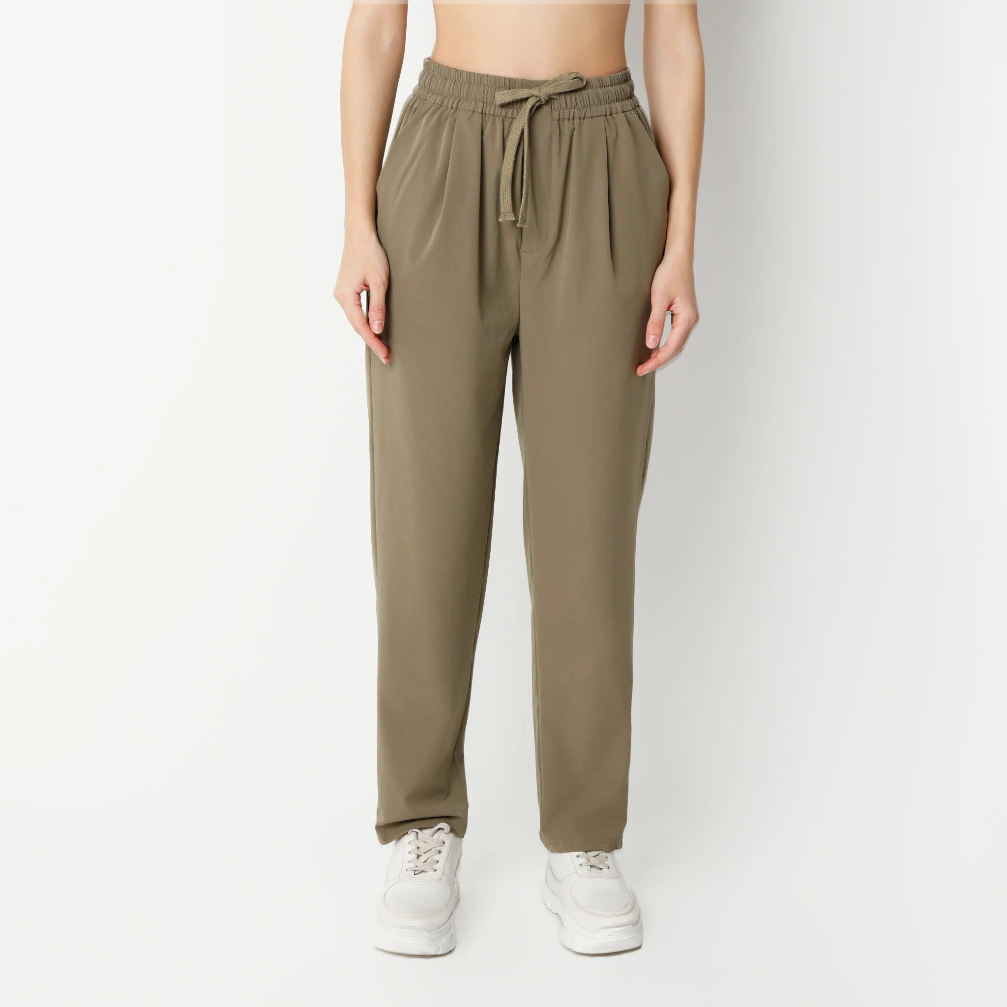 Solid Mid Rise Trousers