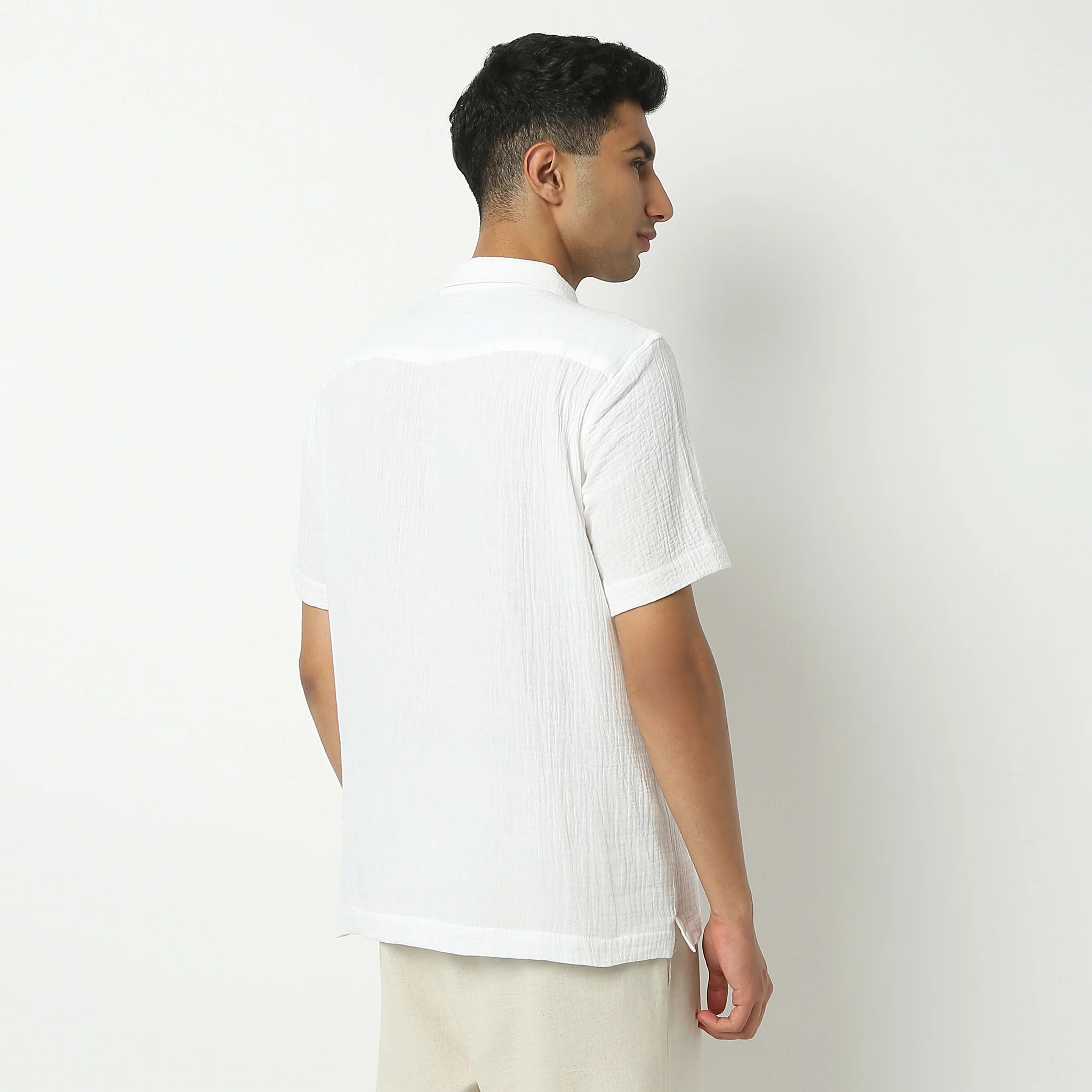Polo Neck Short Length Solid Shirt - Image 8