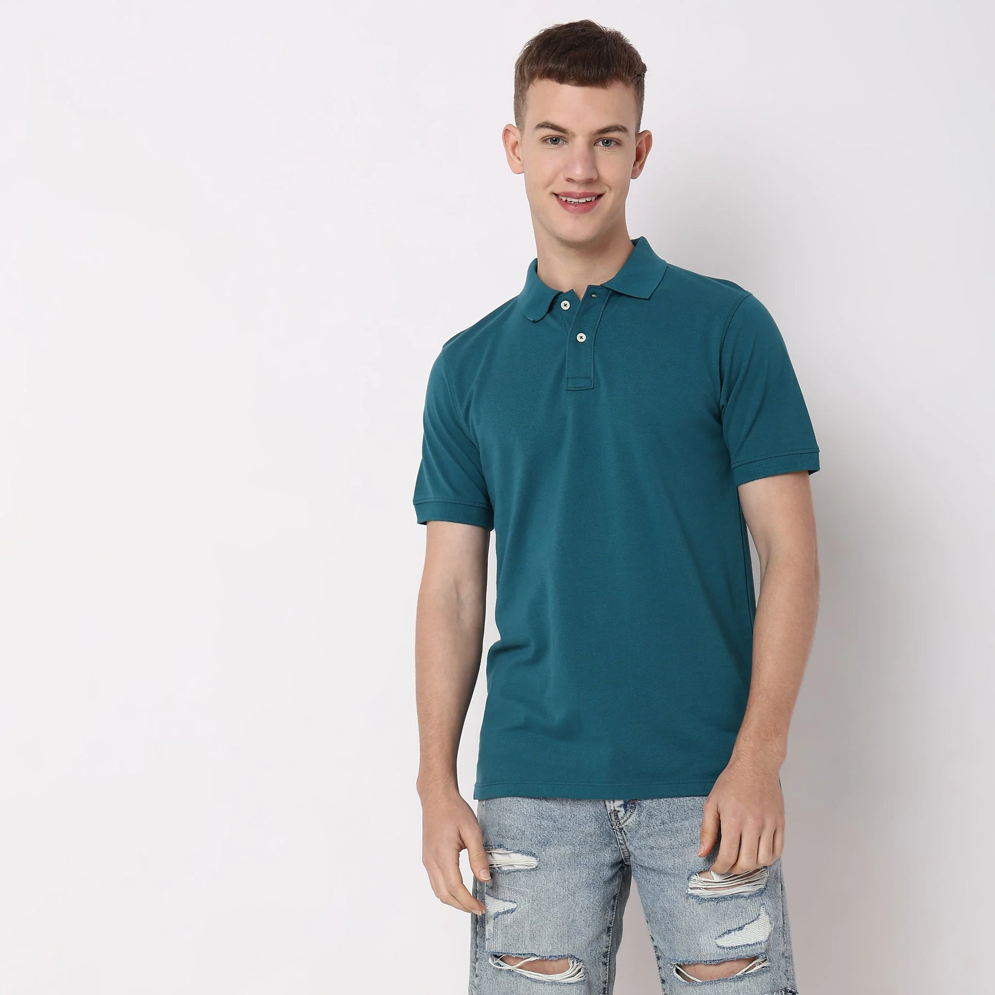 Double Dyed Polo™ T-Shirt With Anti-Curl Collar Pique Knit - Image 12