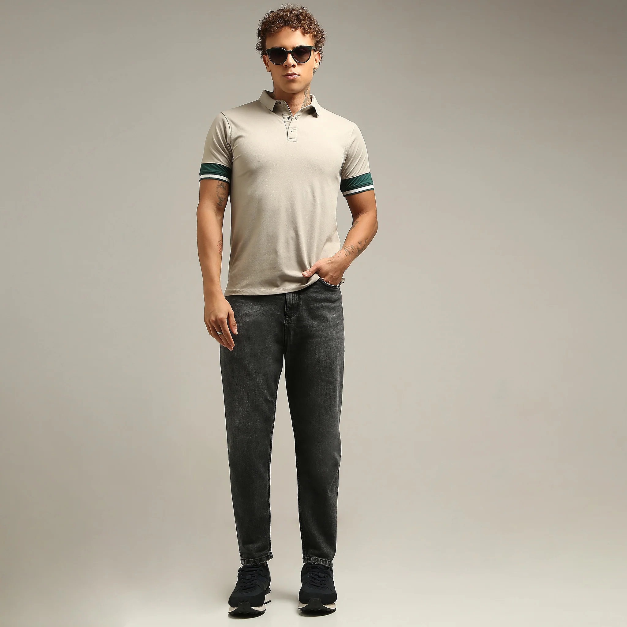 Urban Poloᵉˣ - With Efast Stretch - Micro Pique Solid With Contrast Sleeves - Regular Fit Solid Polo T-Shirt - Image 11