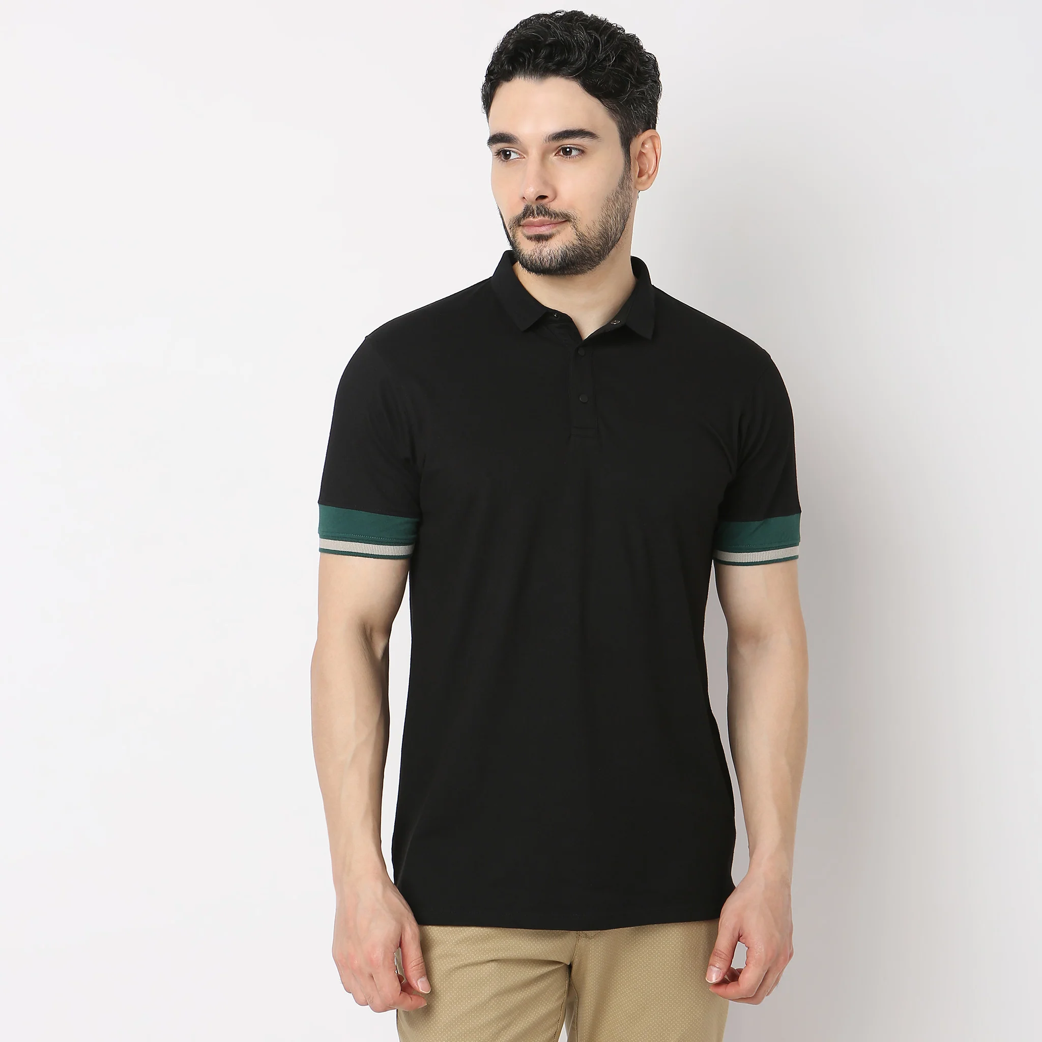 Urban Poloᵉˣ - With Efast Stretch - Micro Pique Solid With Contrast Sleeves - Regular Fit Solid Polo T-Shirt - Image 17