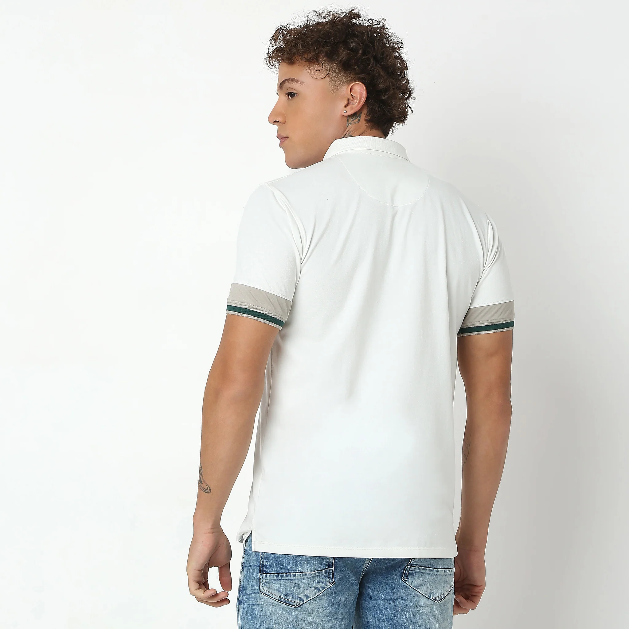 Urban Poloᵉˣ - With Efast Stretch - Micro Pique Solid With Contrast Sleeves - Regular Fit Solid Polo T-Shirt - Image 3