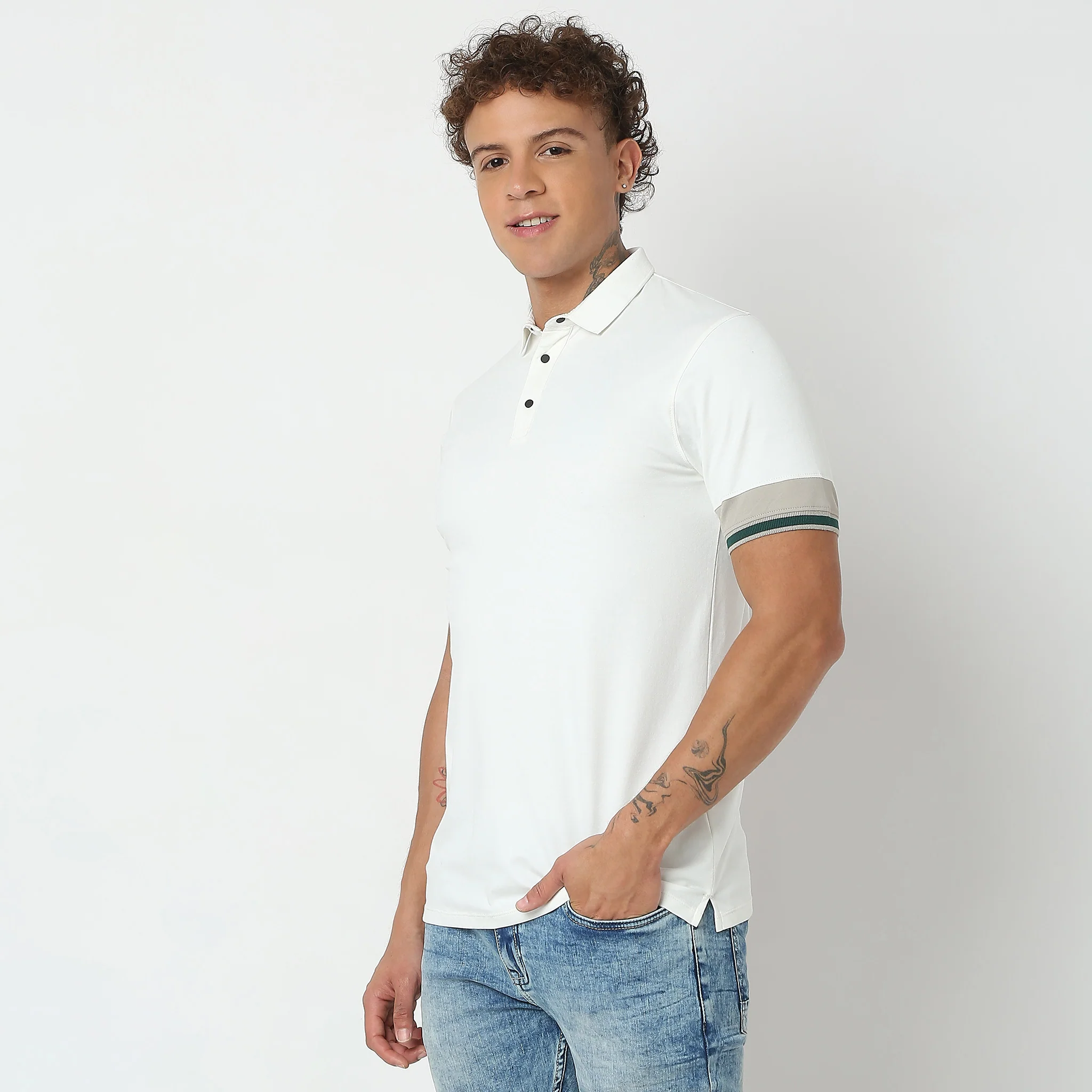 Urban Poloᵉˣ - With Efast Stretch - Micro Pique Solid With Contrast Sleeves - Regular Fit Solid Polo T-Shirt - Image 4