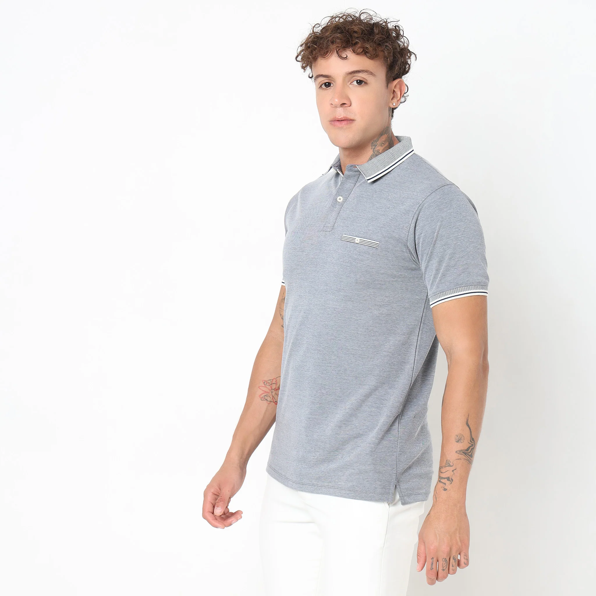 Knitted Solid Polo T-Shirt - Image 4