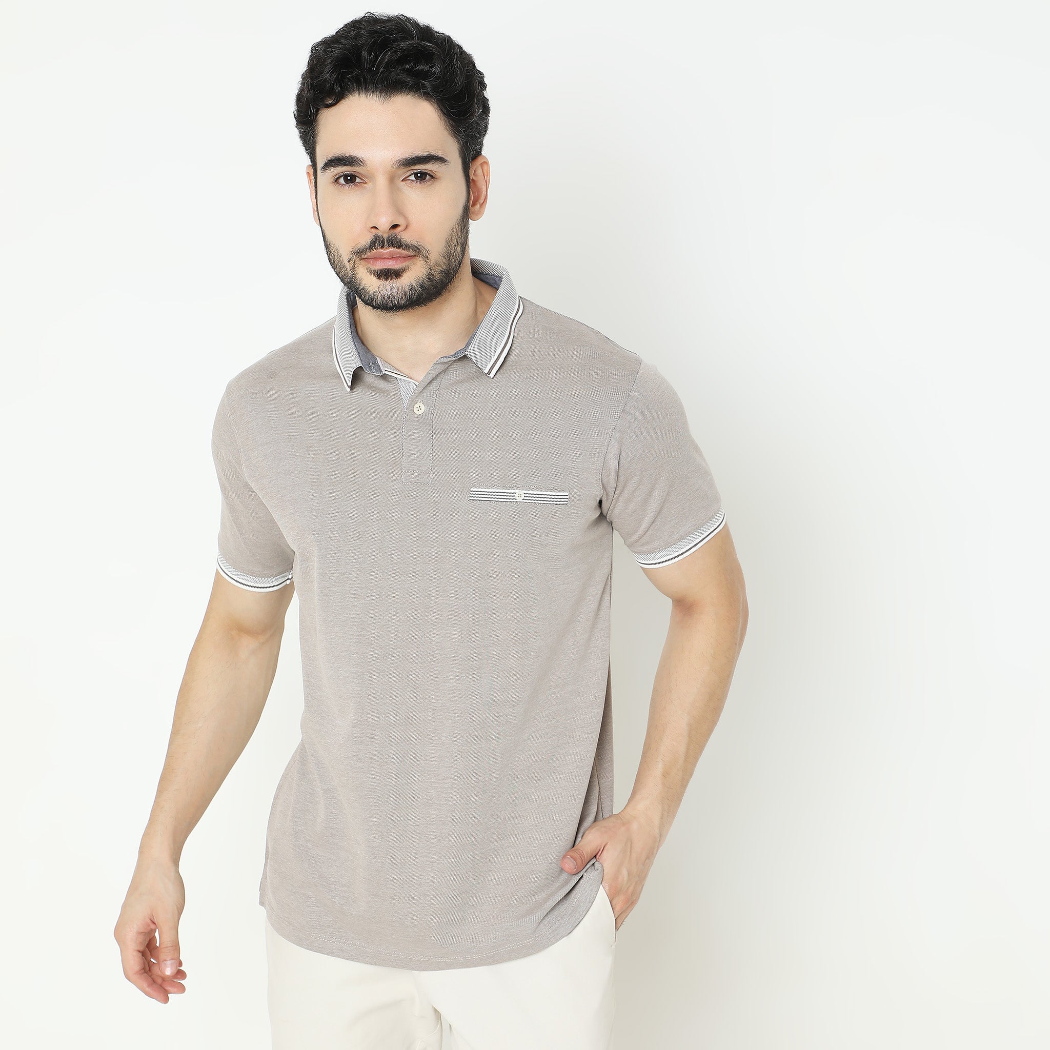 Knitted Solid Polo T-Shirt - Image 7