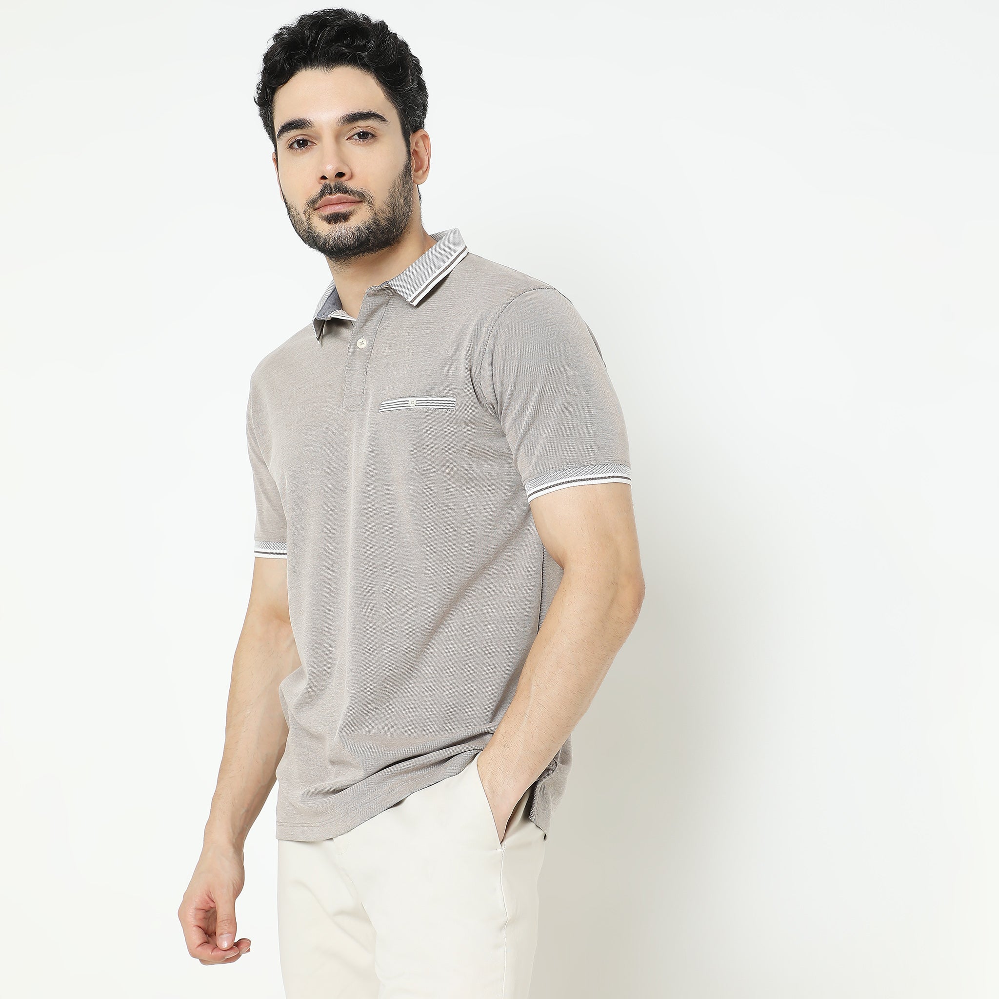 Knitted Solid Polo T-Shirt - Image 9