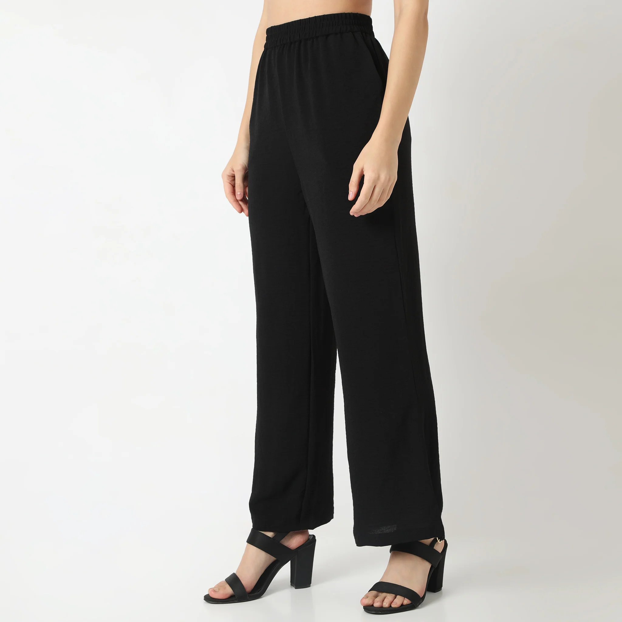 Textured Straight High Rise Palazzos - Image 4