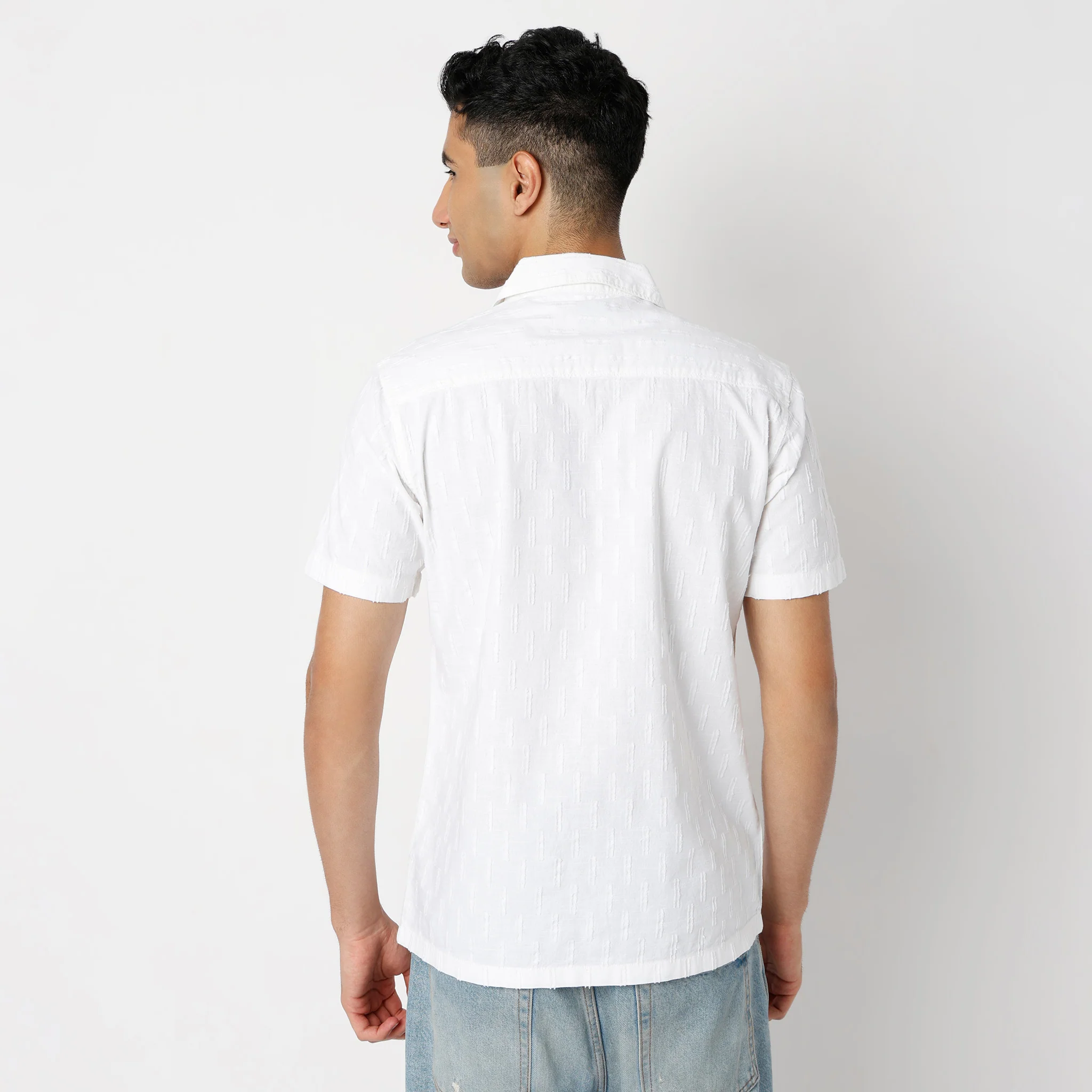Camp Collar Half Sleeve Solid Bea Shirt - Image 3