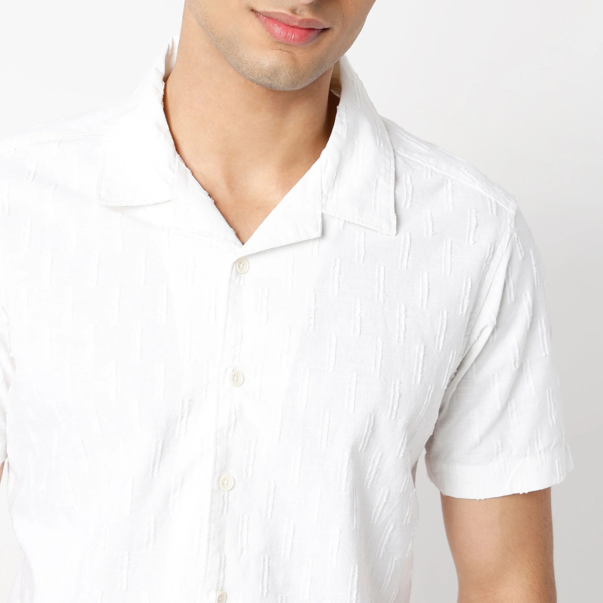 Camp Collar Half Sleeve Solid Bea Shirt - Image 4