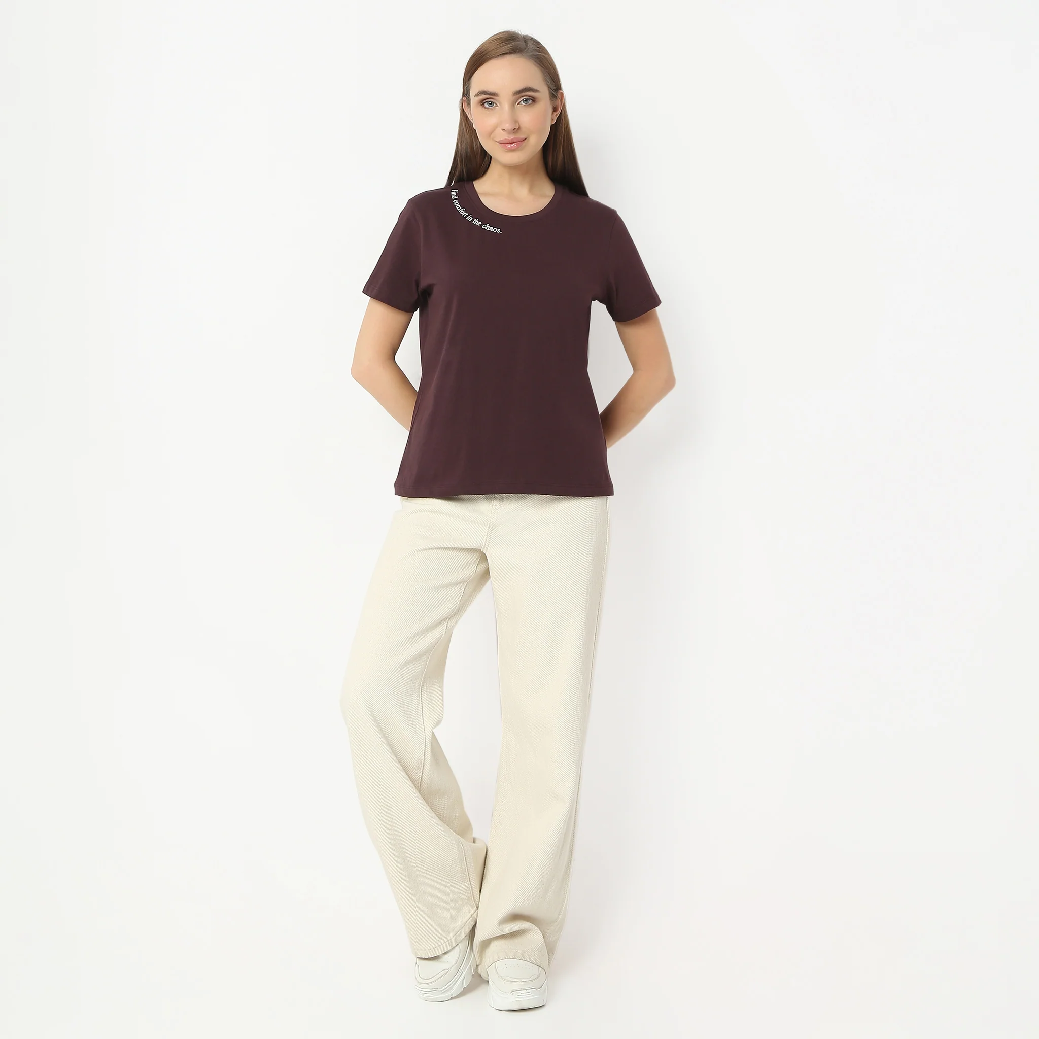 Solid Round Neck Short Sleeve T-Shirt - Image 2