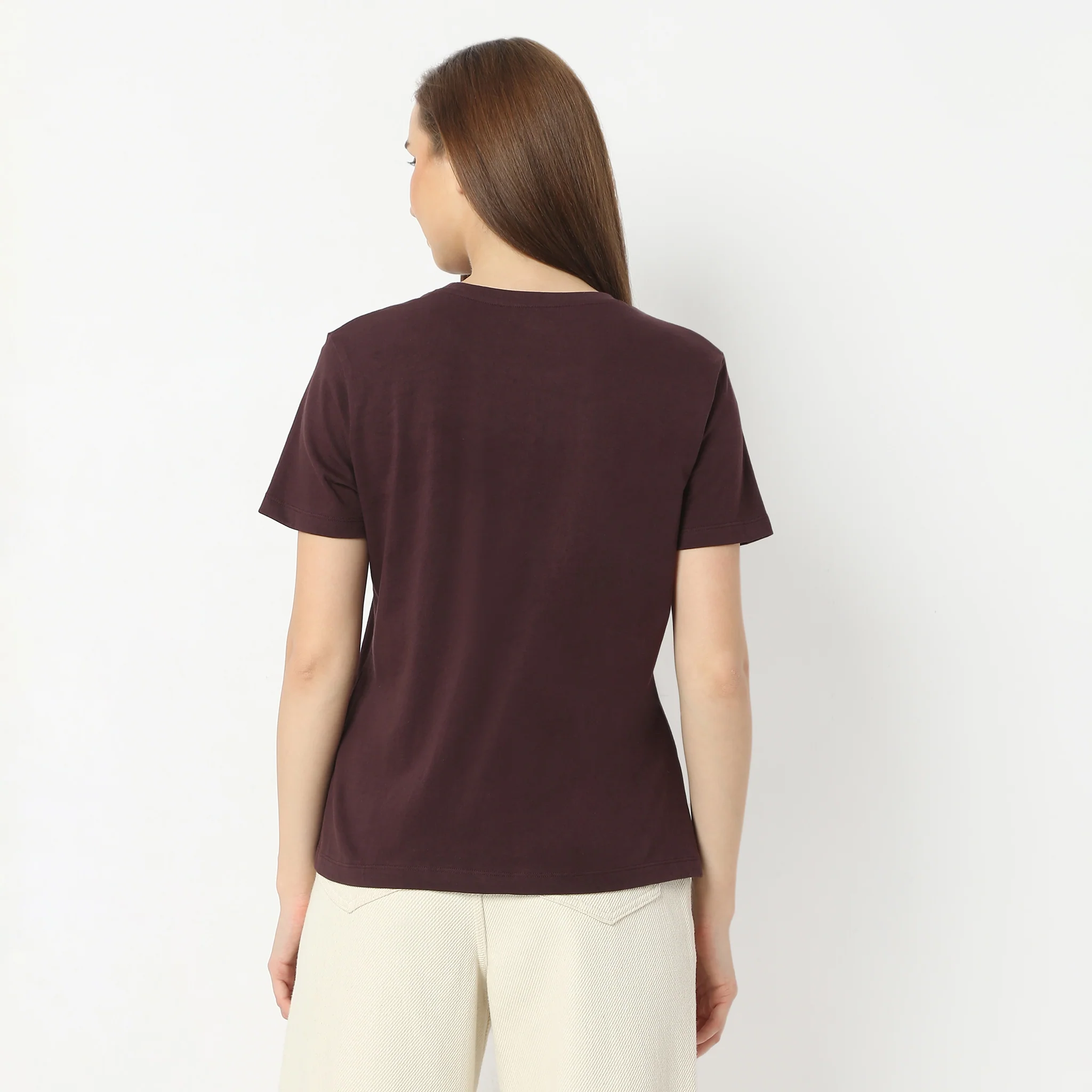 Solid Round Neck Short Sleeve T-Shirt - Image 3