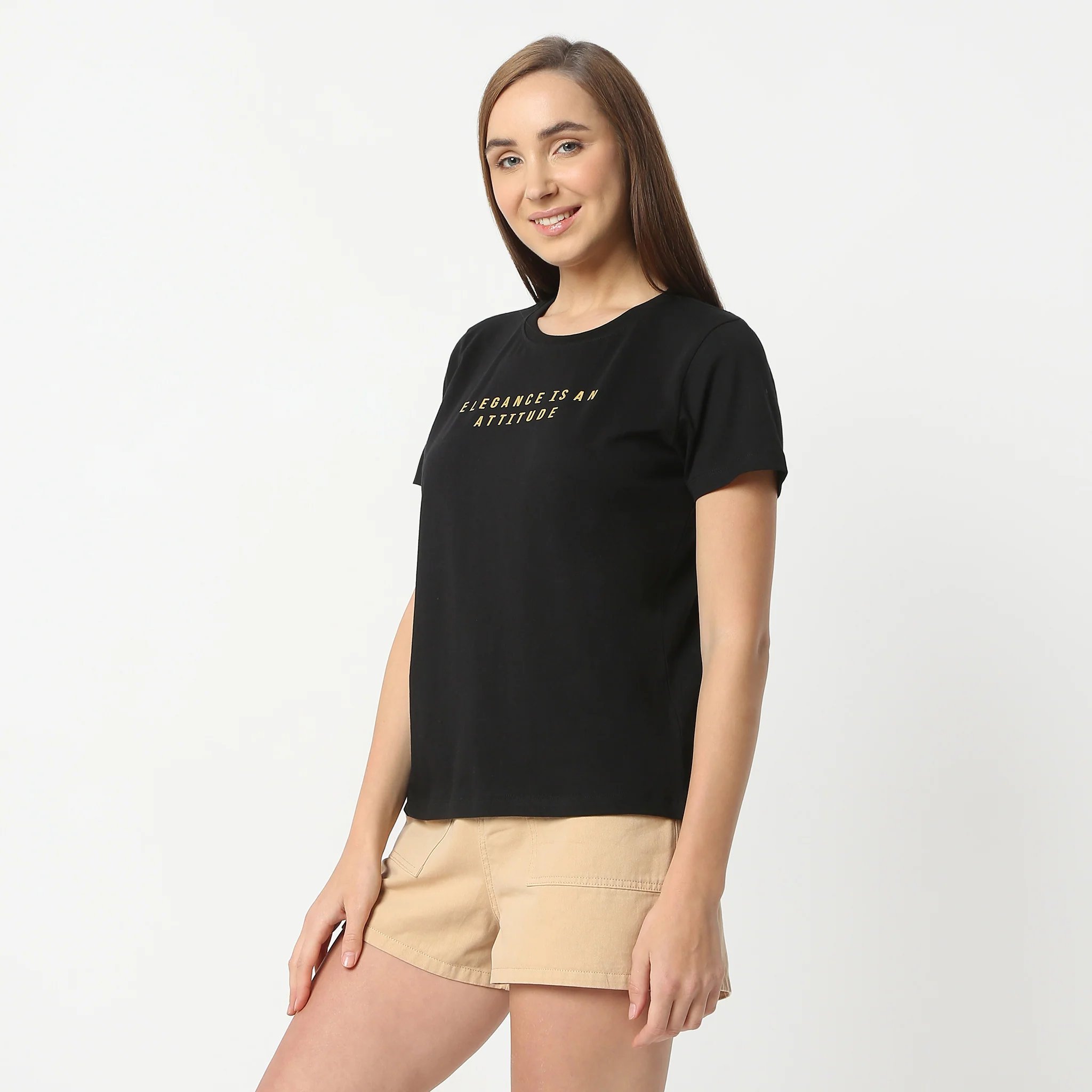 Solid Round Neck Short Sleeve T-Shirt - Image 5