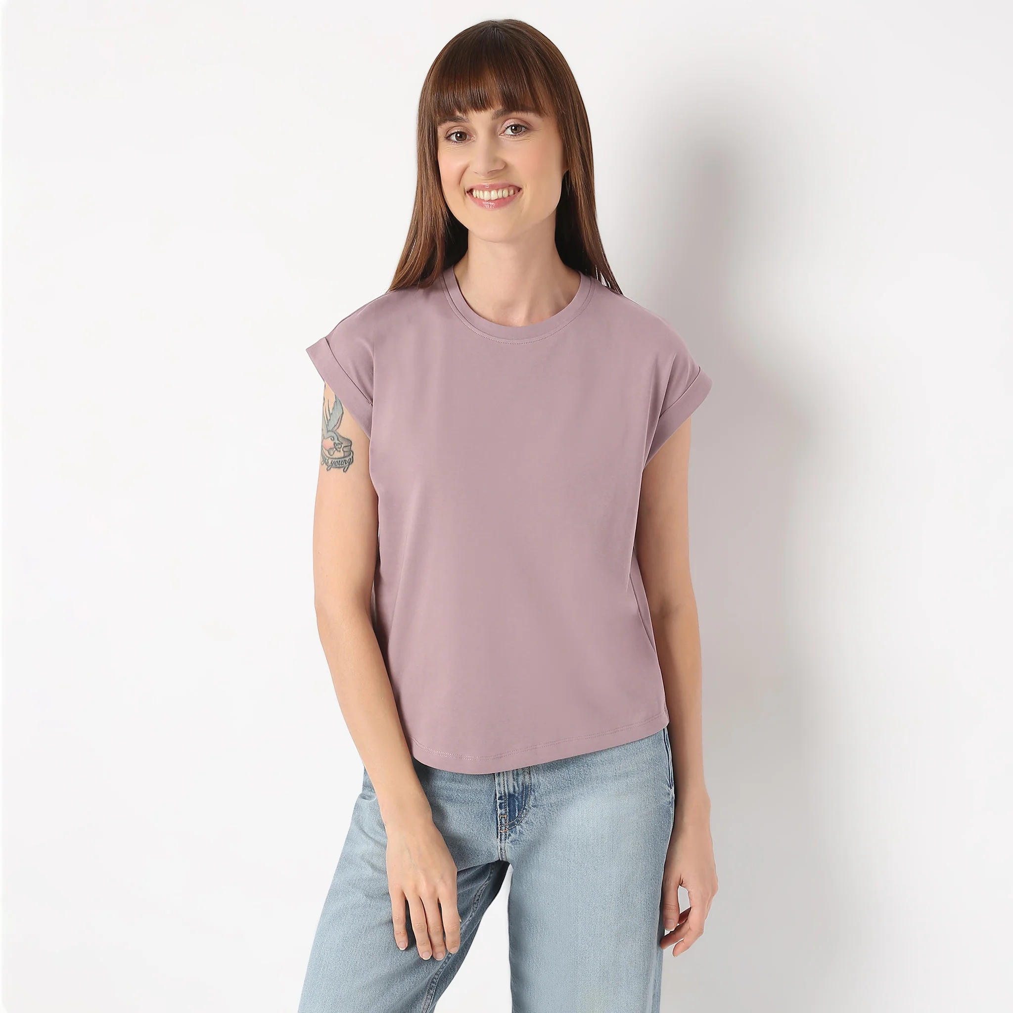 Airdry Fabric Round Neck Short Sleeve Solid Performance T-Shirt - Image 2