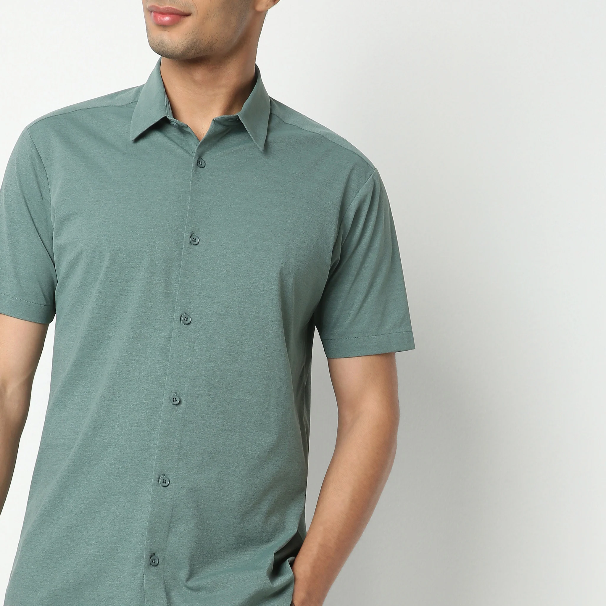 Travelator™ 2025 Shirt - 4-Way Ultra Stretch Slim Fit Wash & Wear - "Zero Top Stitch" - Saville Row Finish Half Sleeves-Made For Travel - Image 9