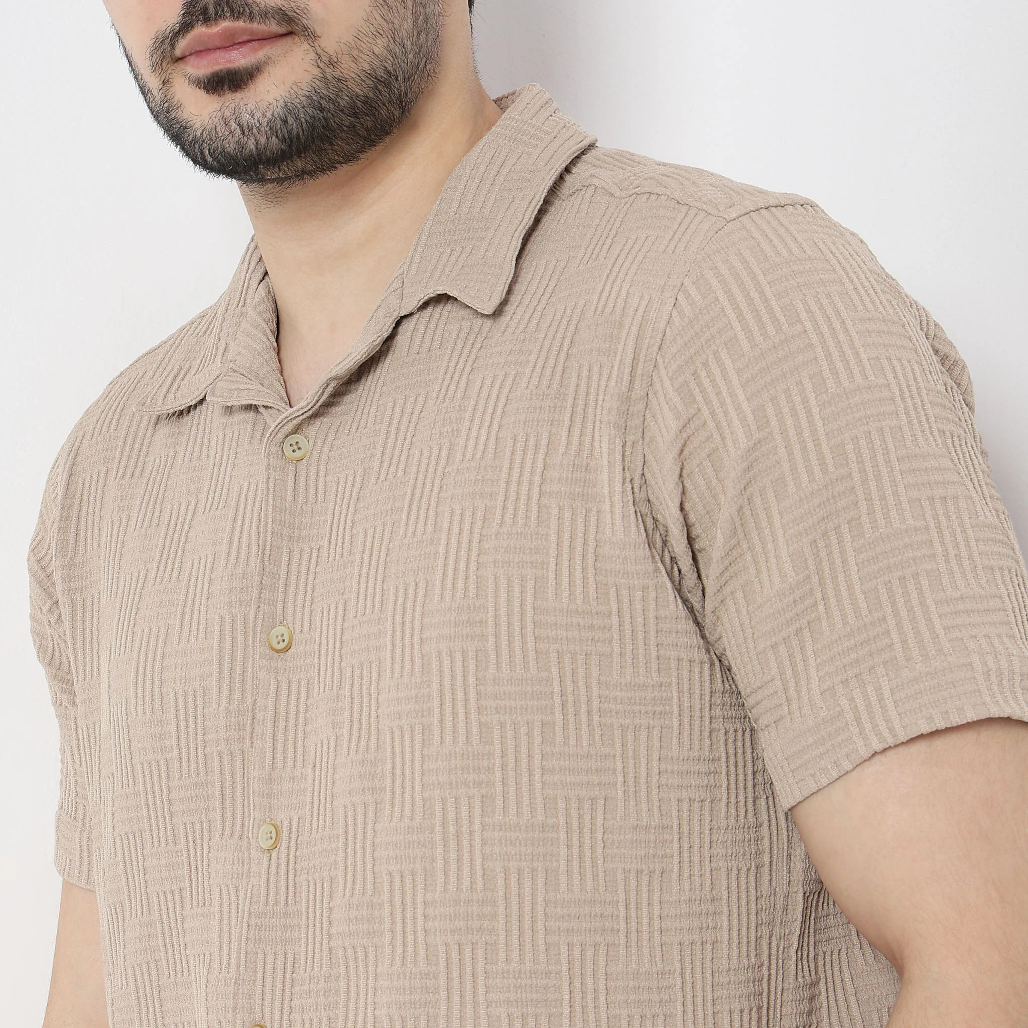 Solid Half Sleeve Collar Casual Bae Shirt - Image 5
