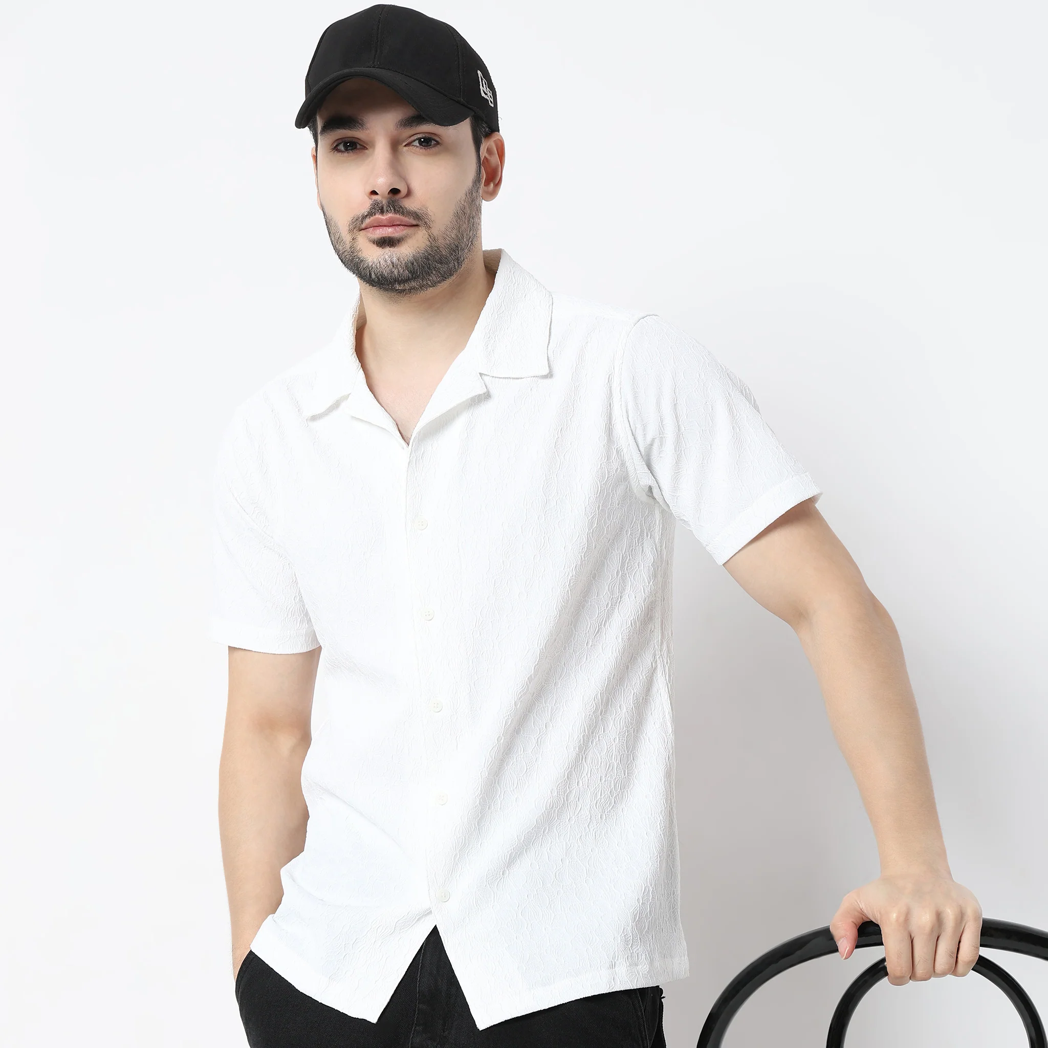 Solid Half Sleeve Collar Casual Mood Shirt - Image 2