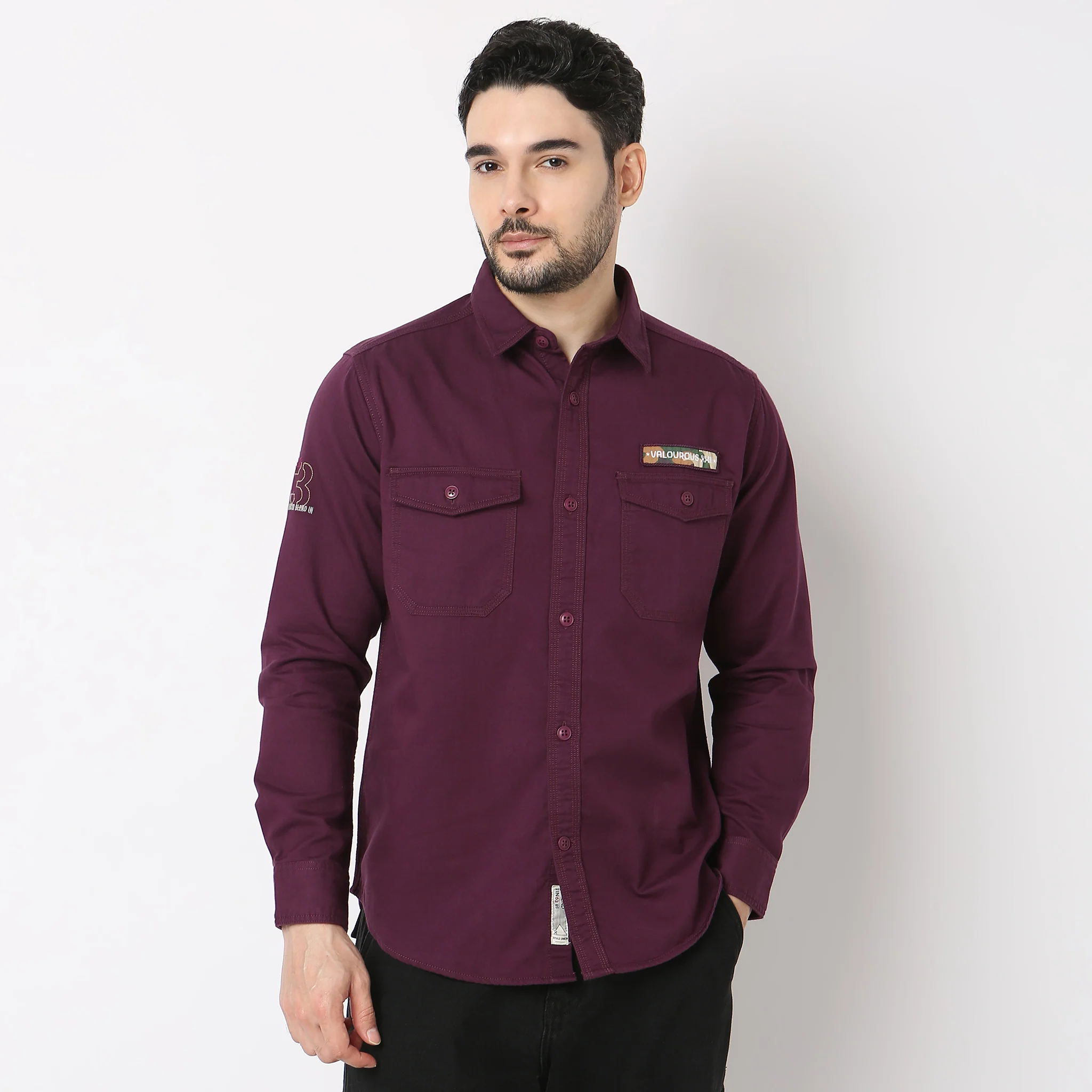 Modern Explorer - Rugged Shirt With Original Flap Pockets - Regular Fit Solid Shirt - Image 2
