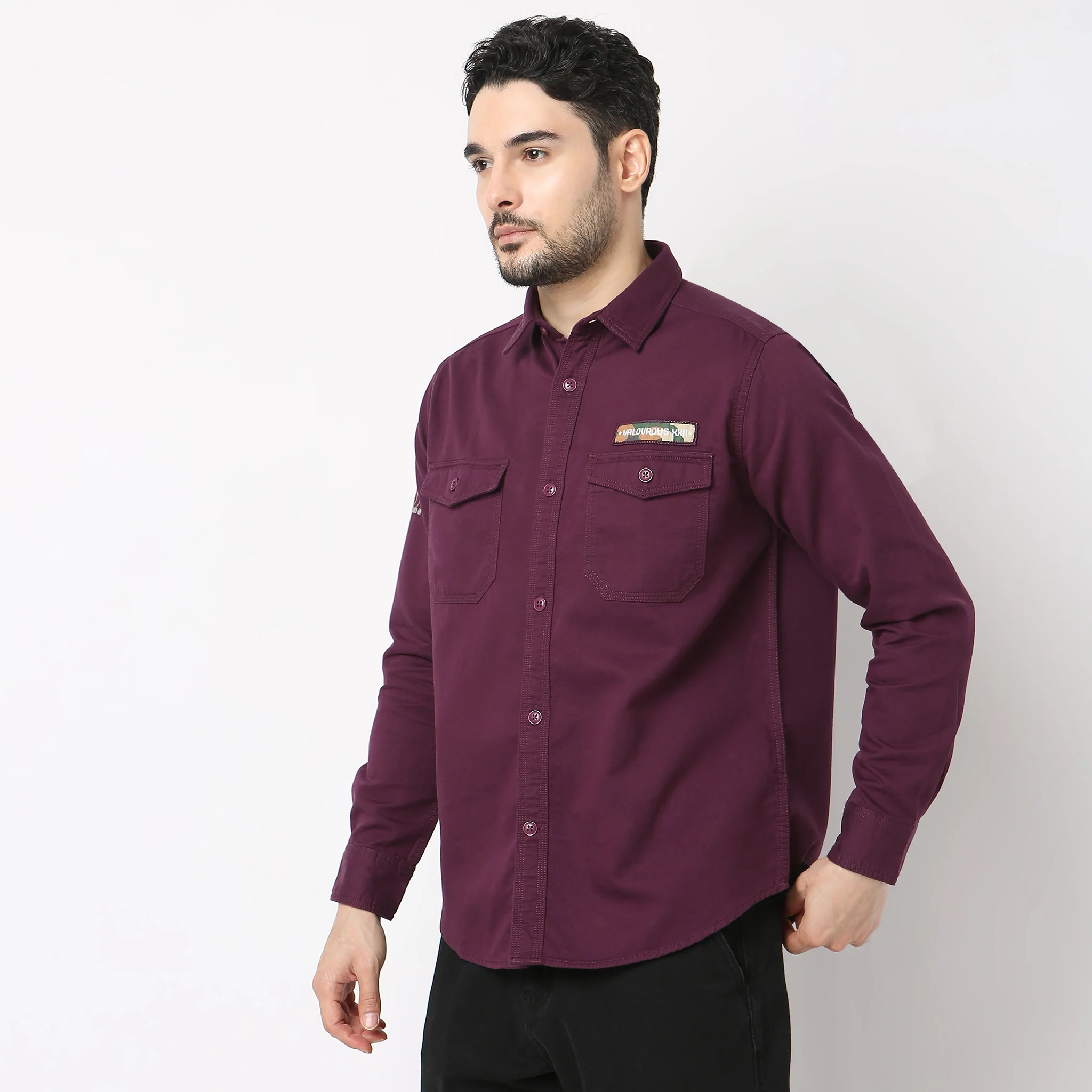 Modern Explorer - Rugged Shirt With Original Flap Pockets - Regular Fit Solid Shirt - Image 5