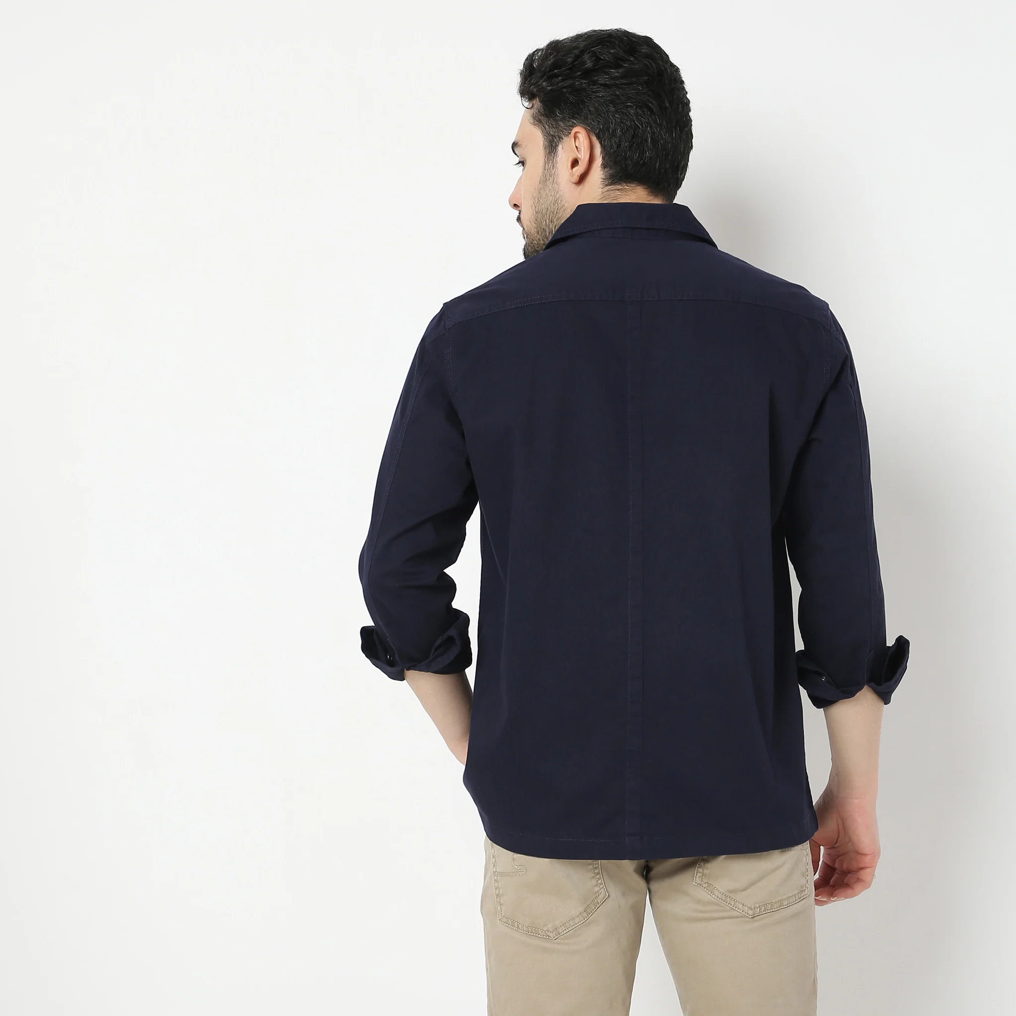 Modern Outdoorist Shacket™ 100% Cotton - Regular Fit Solid Shirt - Image 3