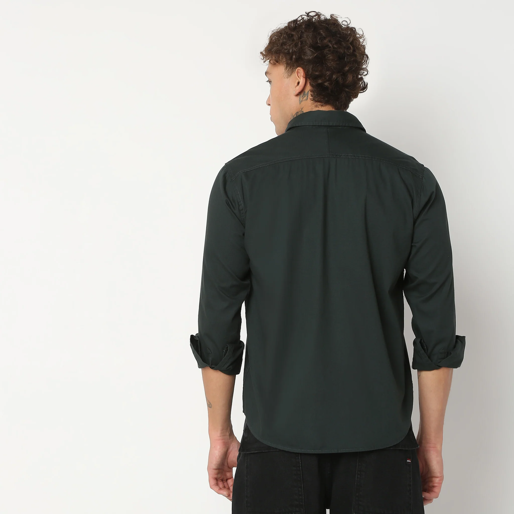 Regular Fit Solid Shirt - Image 3