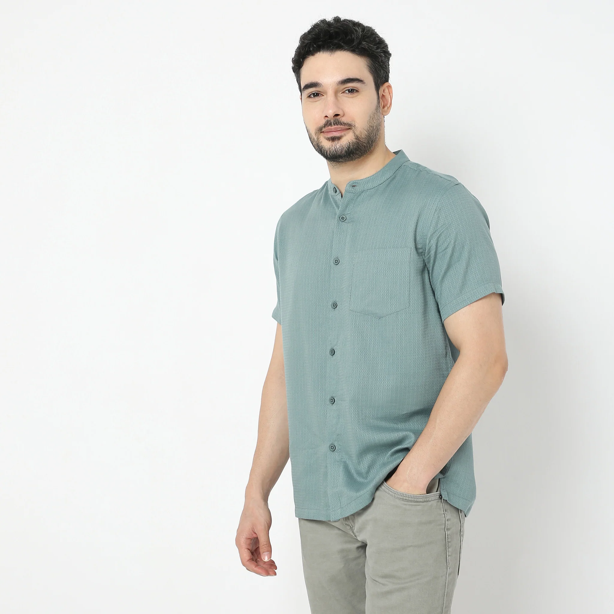 Artistry™ - Band Collar Casual Shirt - Image 10