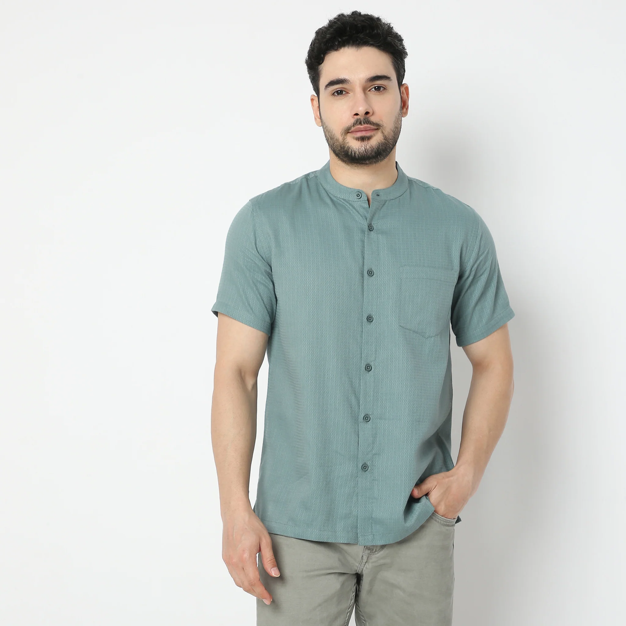 Artistry™ - Band Collar Casual Shirt - Image 7