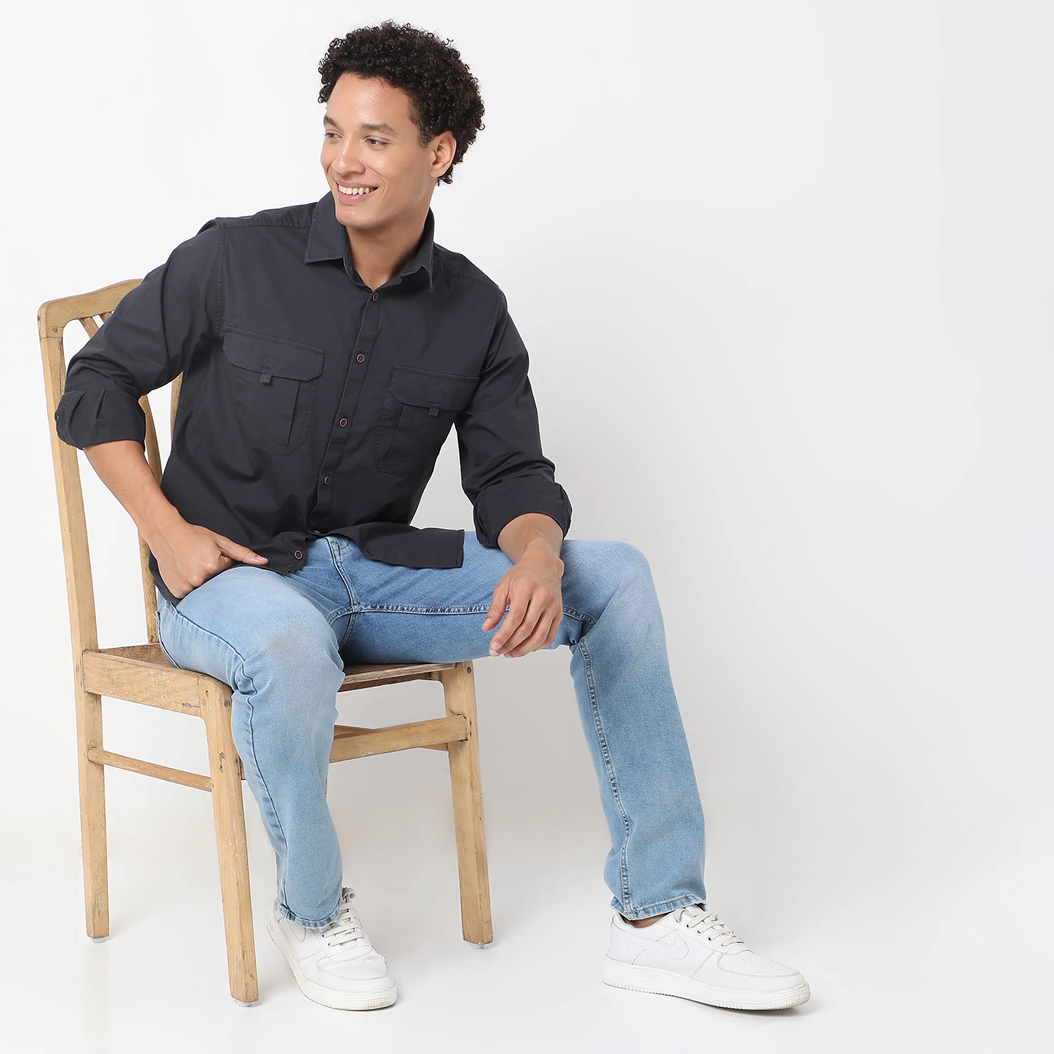 Regular Fit Solid Shirt - Image 6
