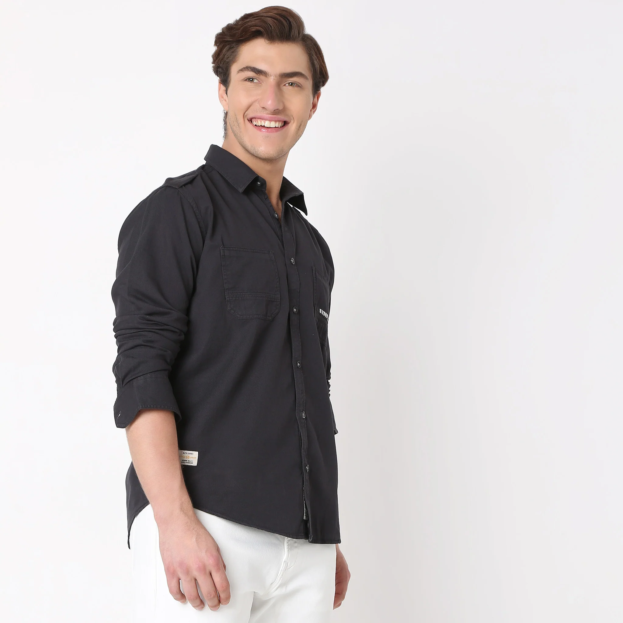 Regular Fit Solid Shirt - Image 5