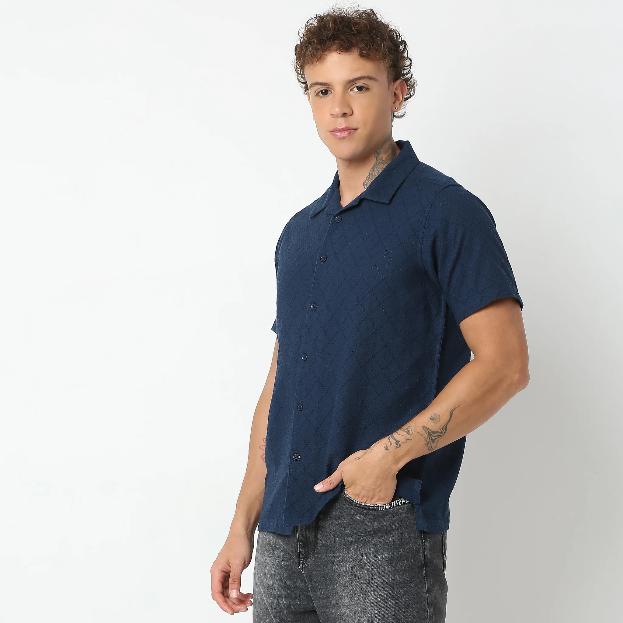 Regular Fit Solid Shirt - Image 5