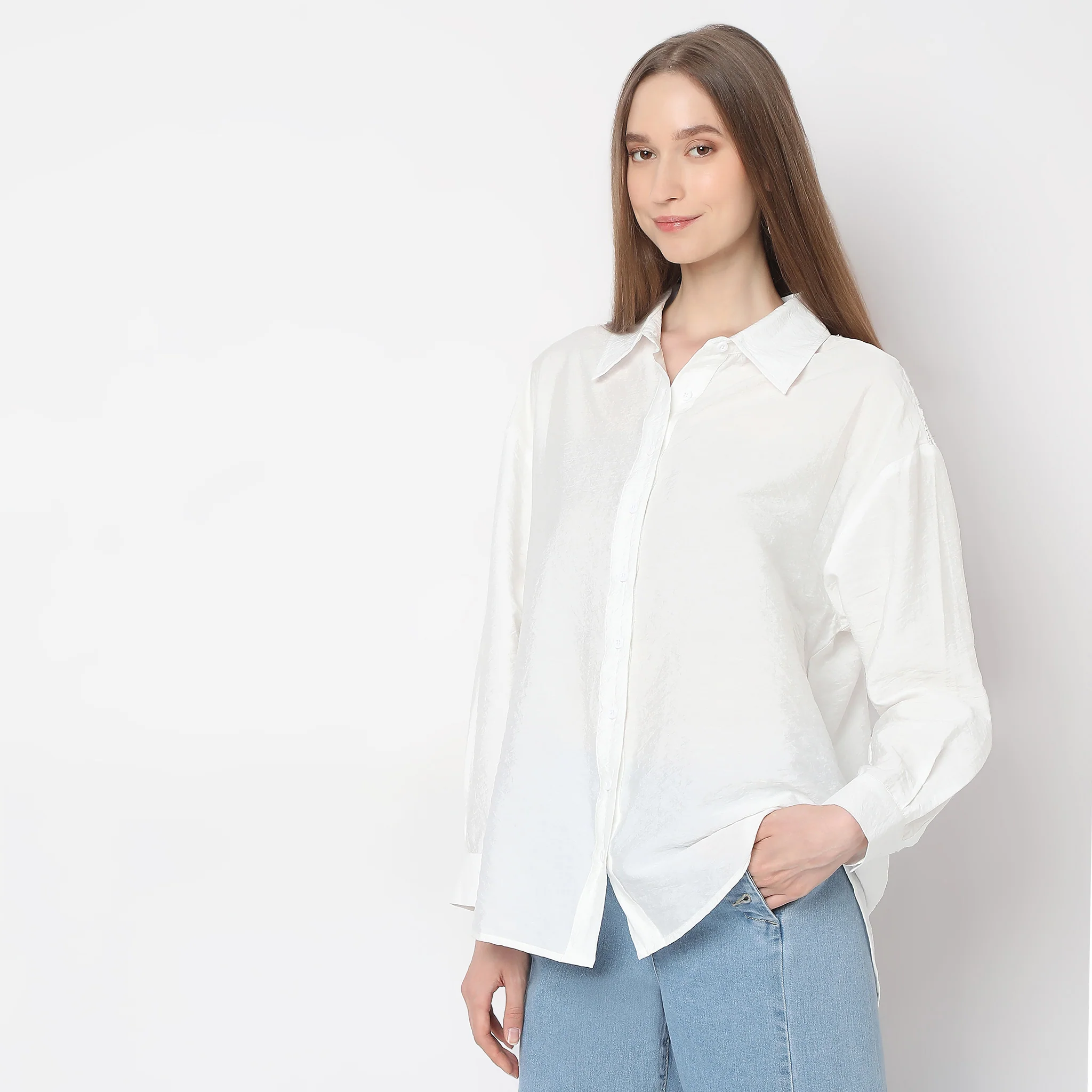 Regular Fit Solid Shirt - Image 2