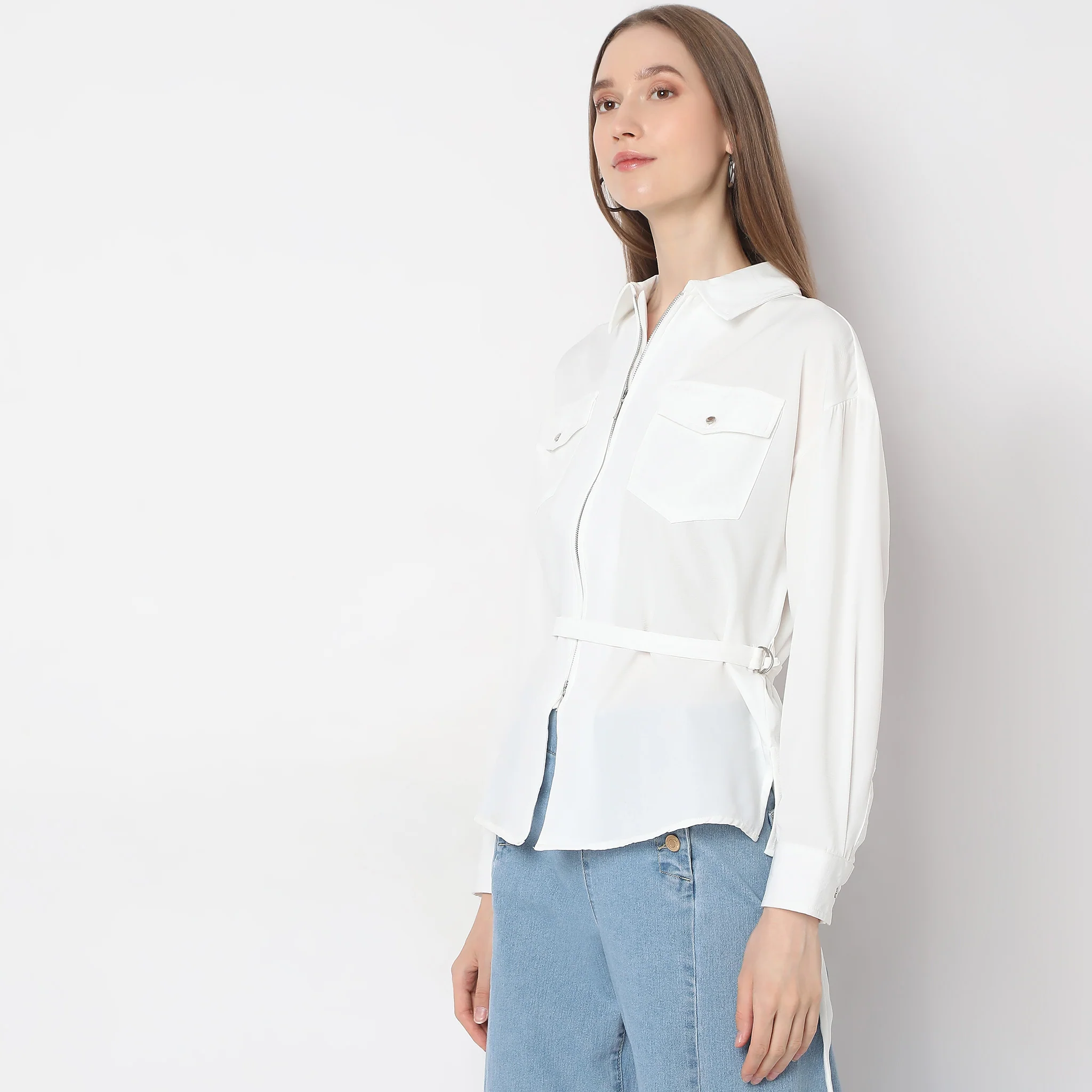 Regular Fit Solid Shirt - Image 2