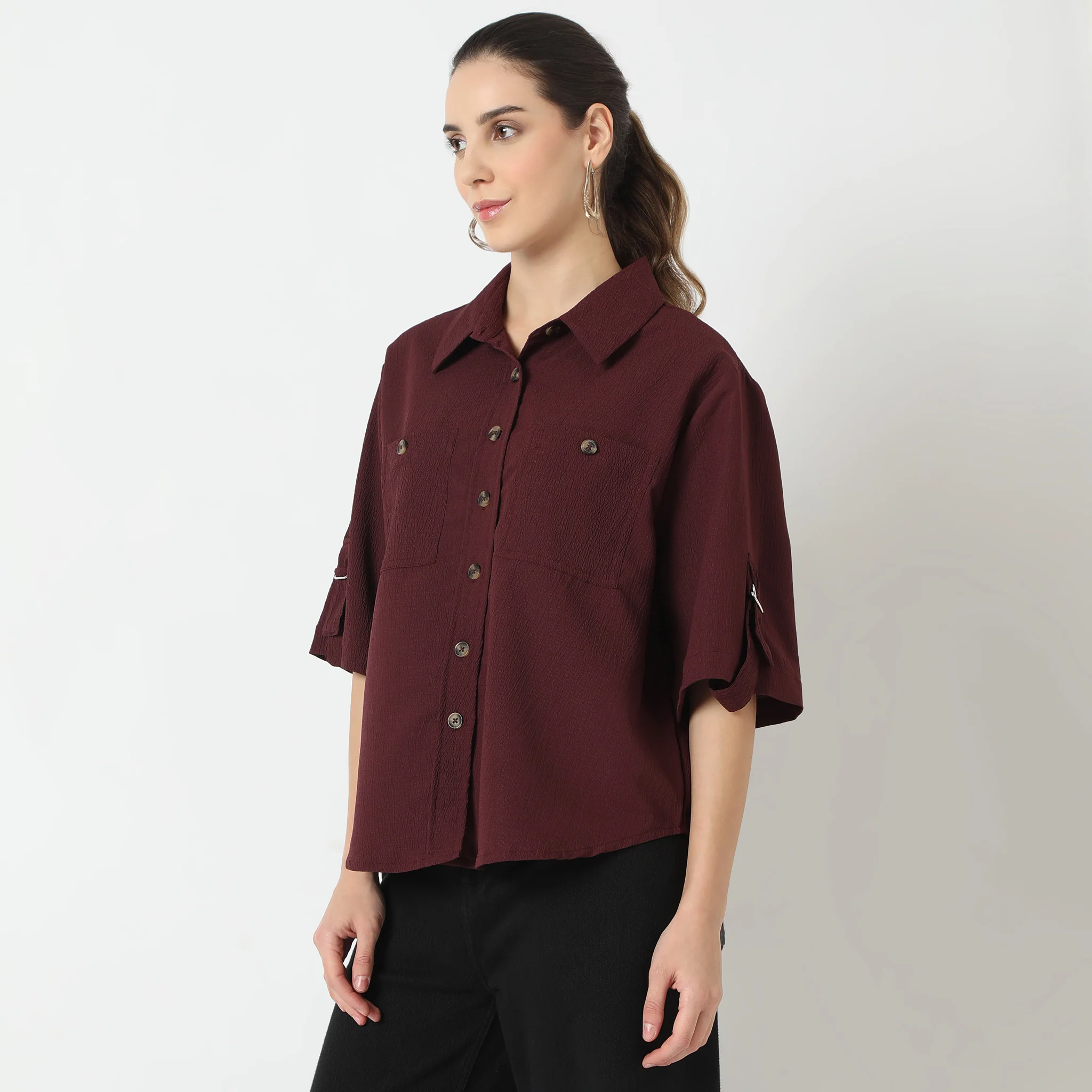 Regular Fit Solid Shirt - Image 10
