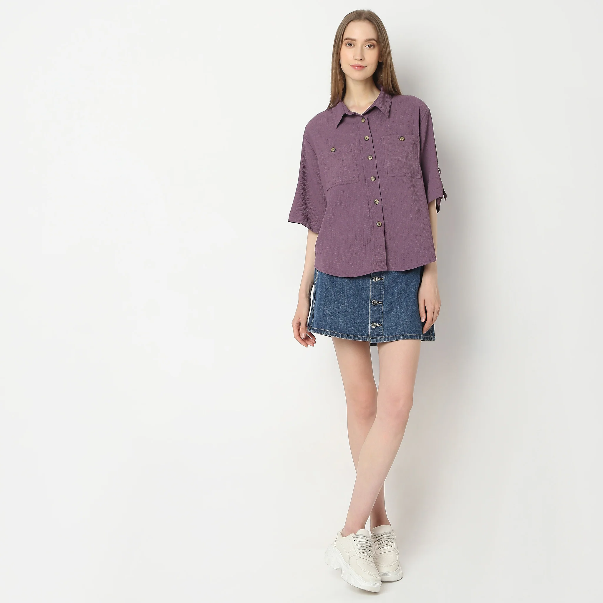 Regular Fit Solid Shirt - Image 2